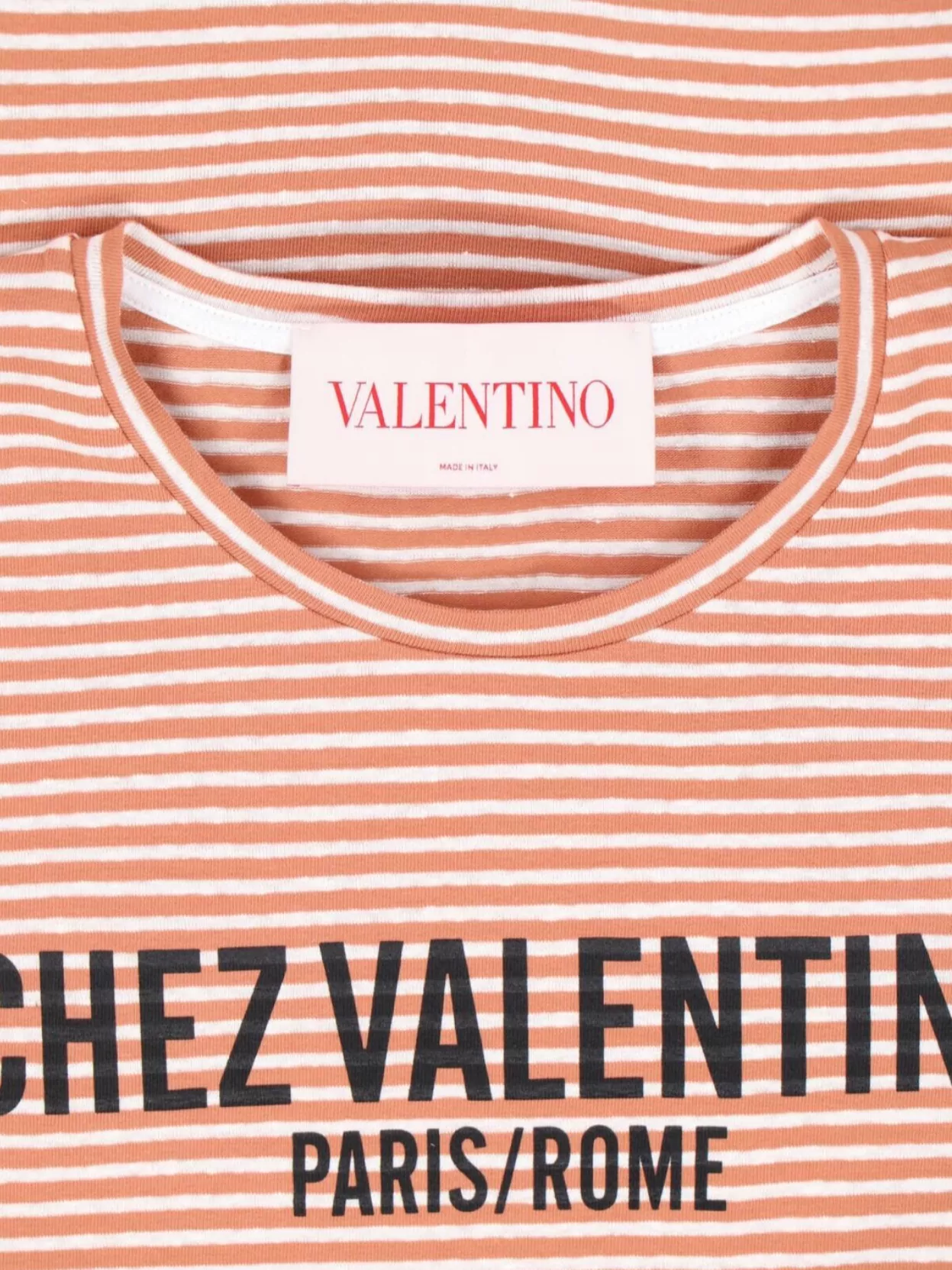 Valentino Striped Pattern Round Neck Short Sleeves