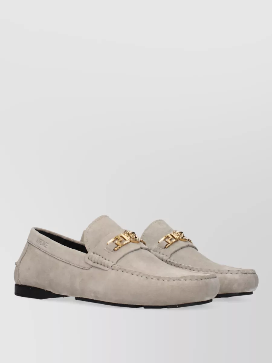 Versace suede leather driver loafers