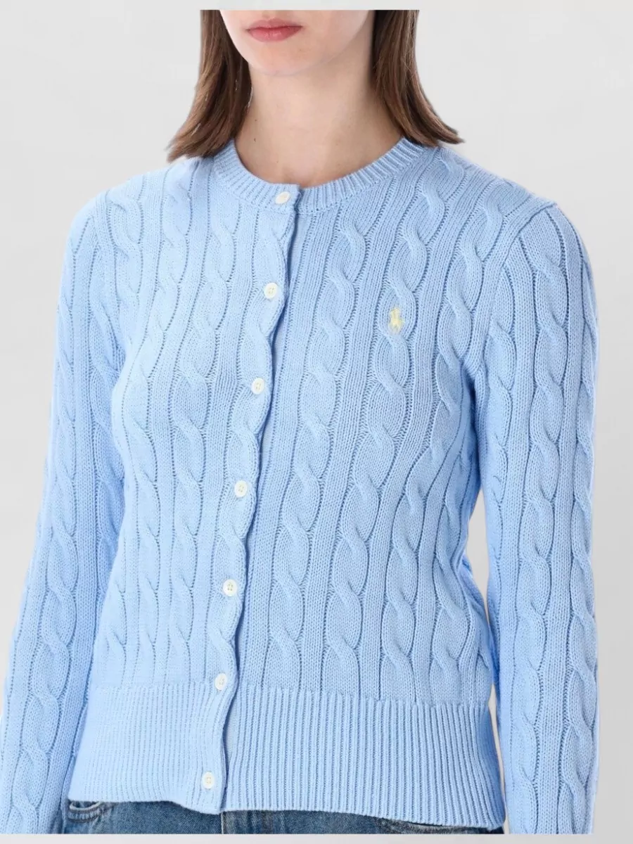 Polo Ralph Lauren Cotton Cable Knit Slim Fit Cropped Cardigan