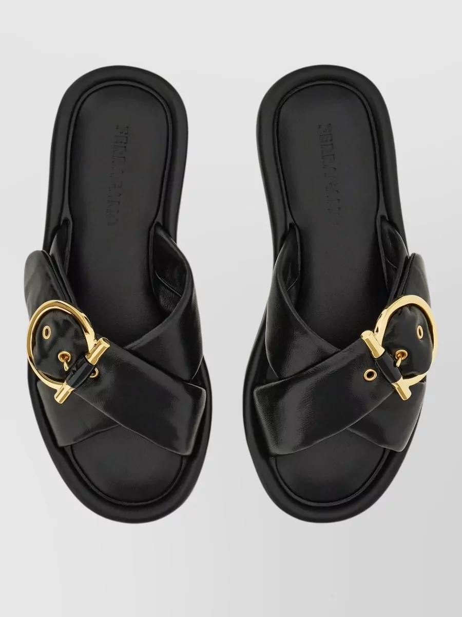 Ferragamo Nappa Leather Slide Sandals