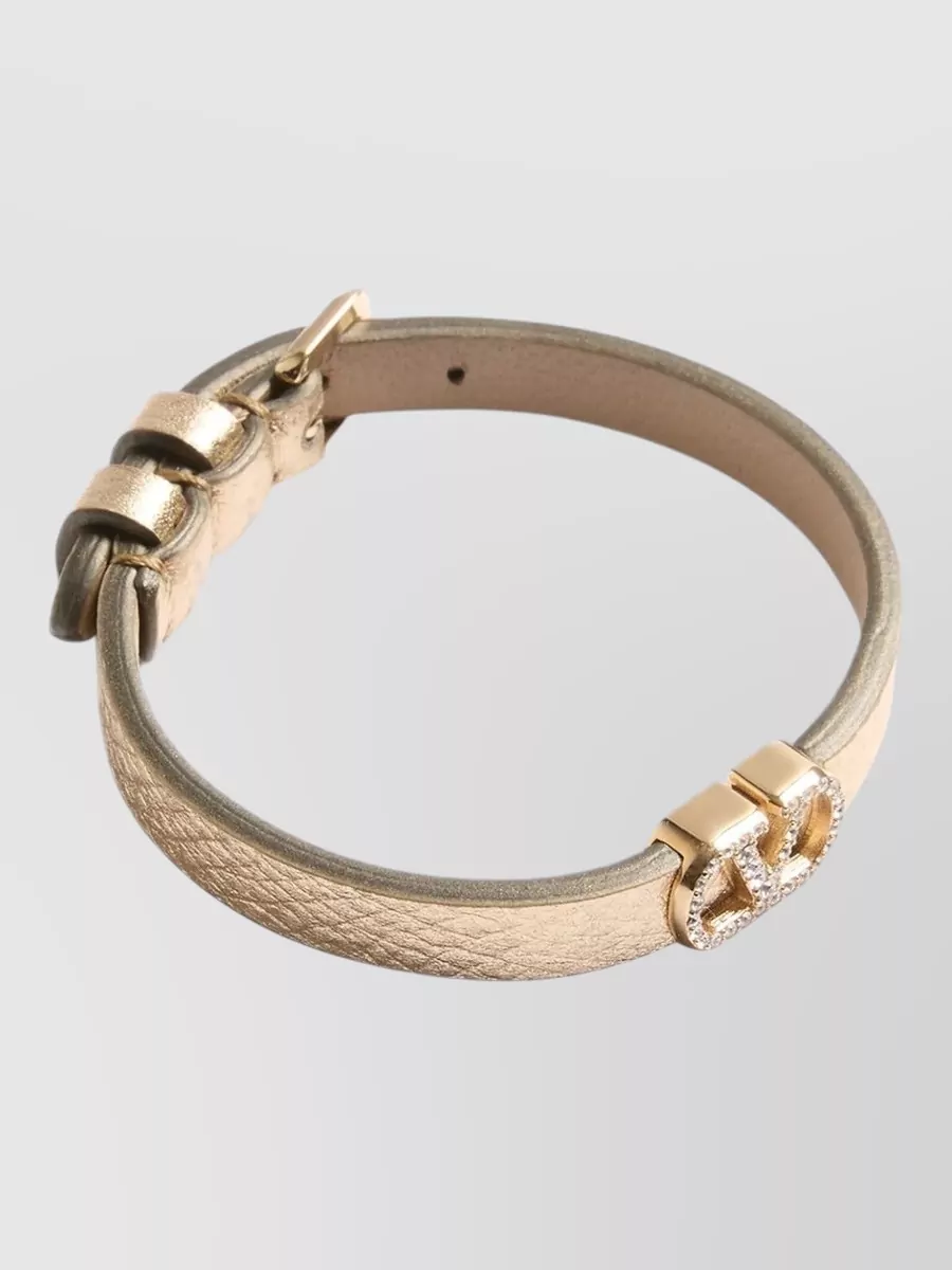 Valentino Garavani Leather Crystal-Embellished Bracelet