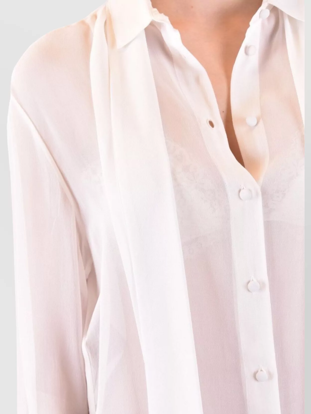Philosophy Sheer Fabric Tie Detail Long Sleeve Shirt