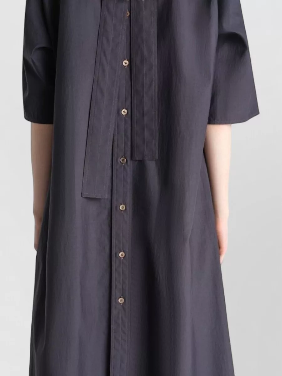 Lemaire Silk-Blend Lavallière-Collar Short-Sleeve Reversible Midi Dress