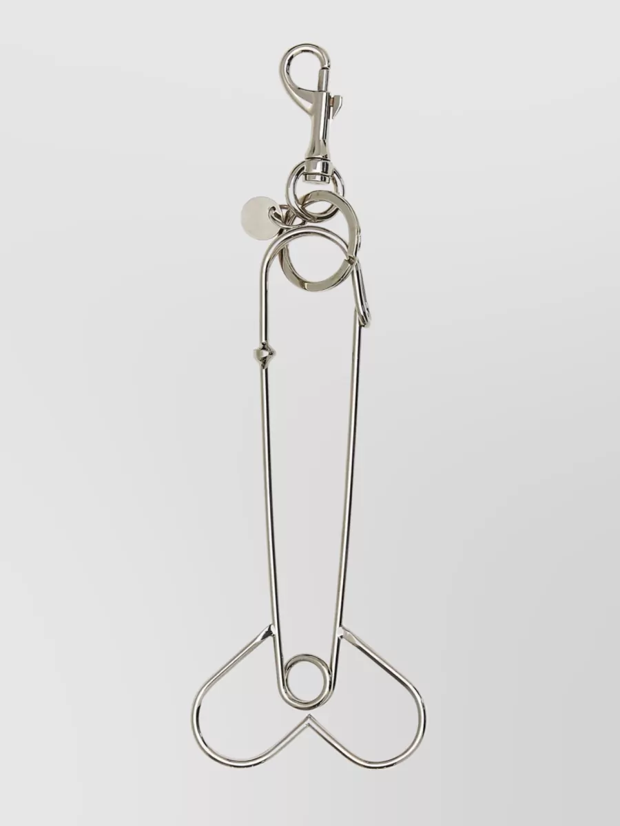 Shop Jw Anderson Metal Key Loop With Metallic Finish And Ring Attachments In Grey