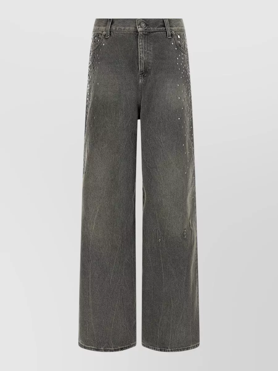 Golden Goose Cotton Studded Mid-Rise Wide-Leg Jeans