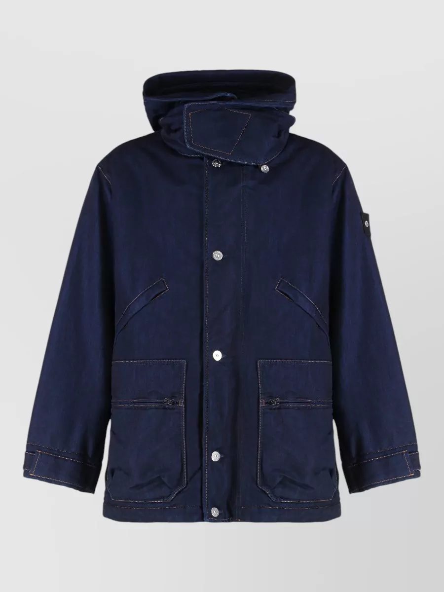Stone Island Denim Research Short Hooded Padded Parka