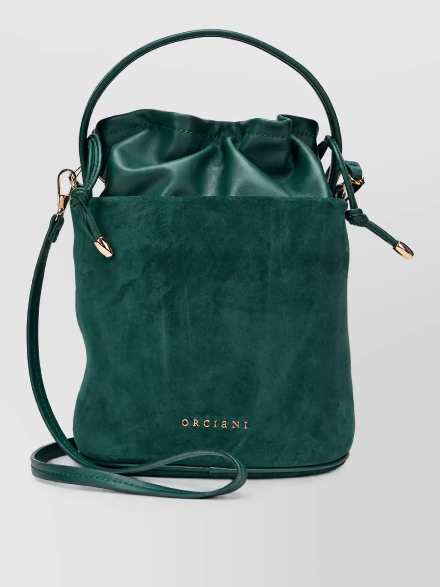 Orciani Leather Bucket Mini Bag In Green