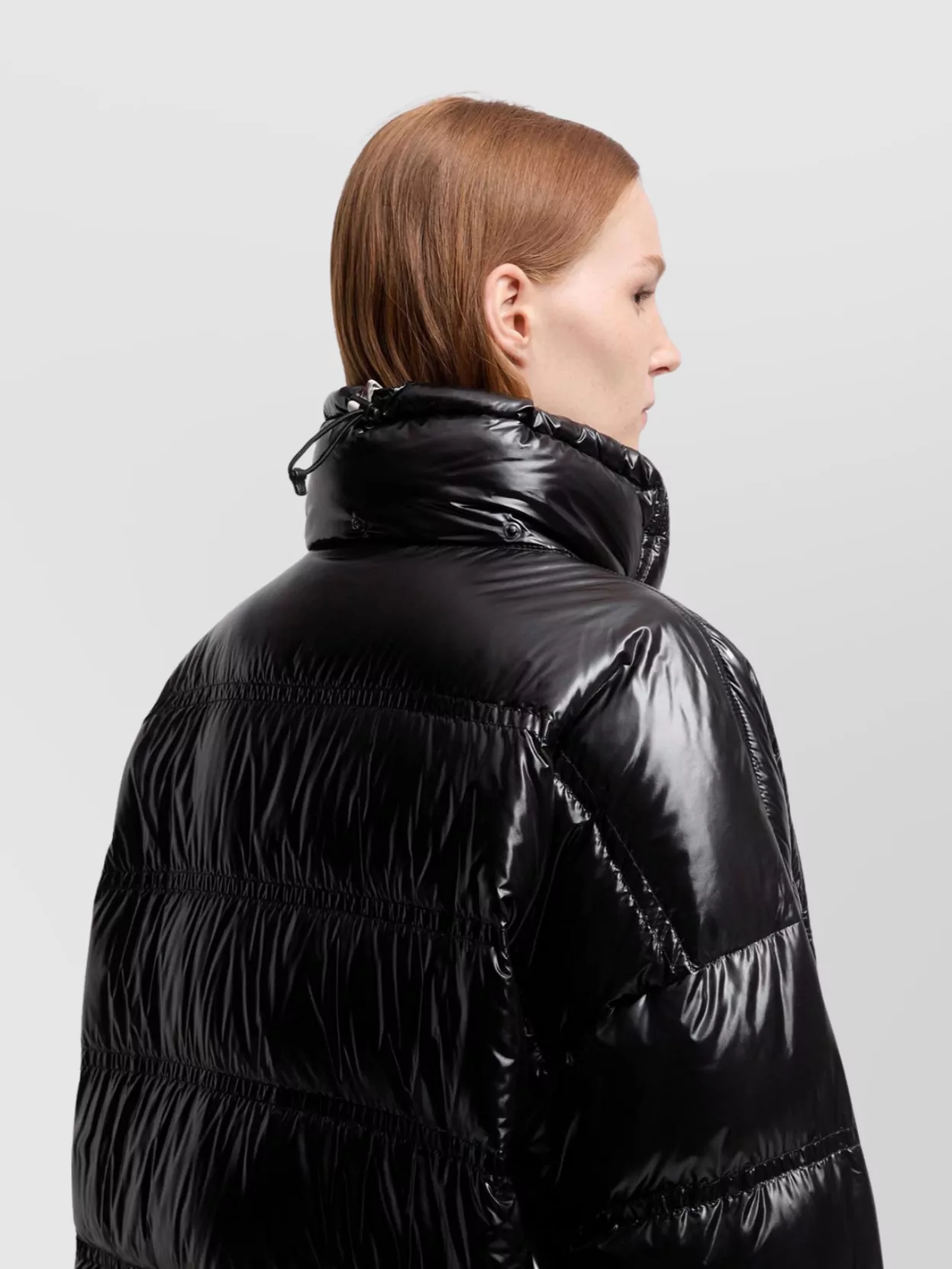 Moncler Long Hooded Down Jacket With High Collar