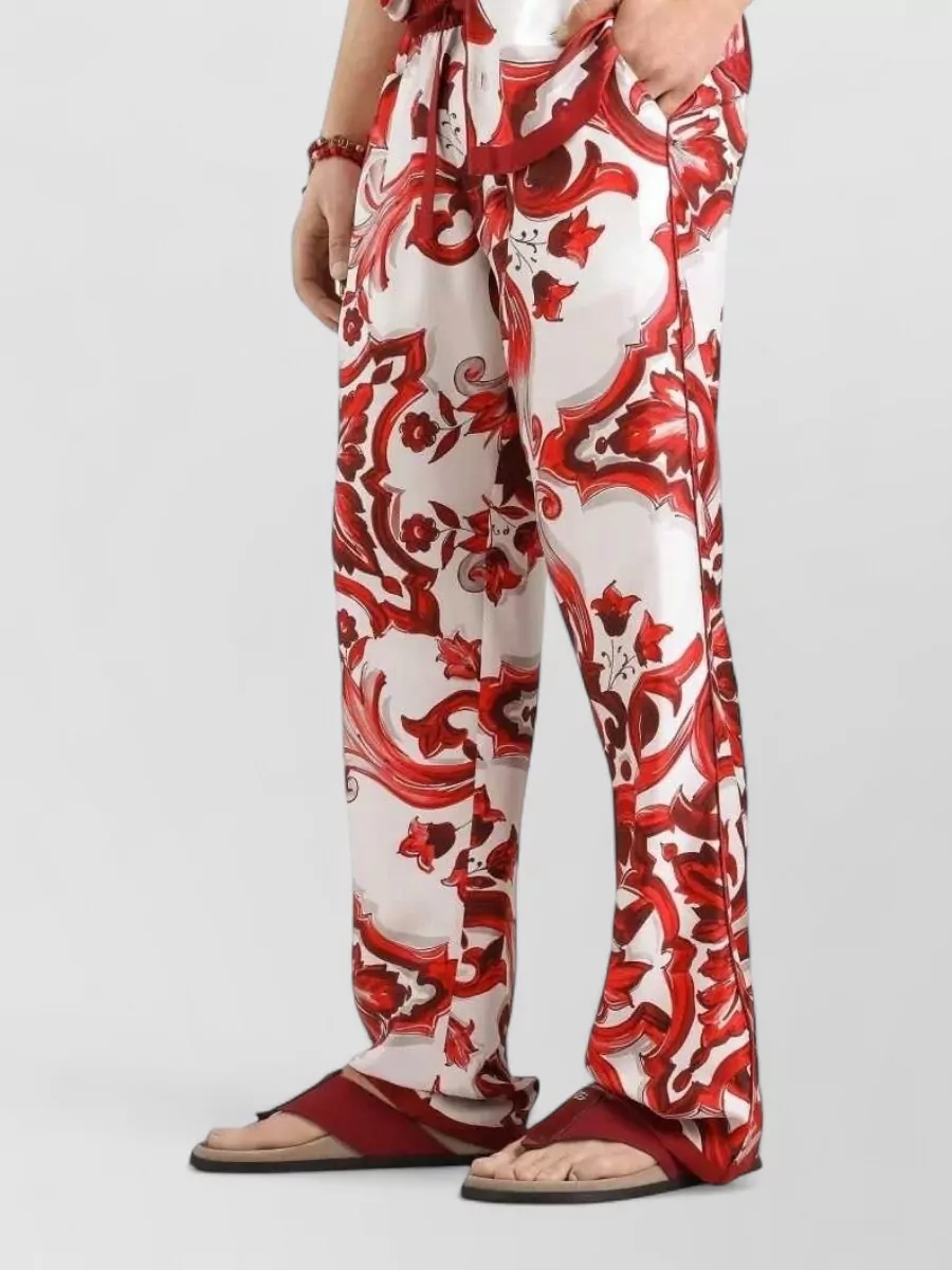Dolce&Gabbana Silk Printed Loose Fit Trousers