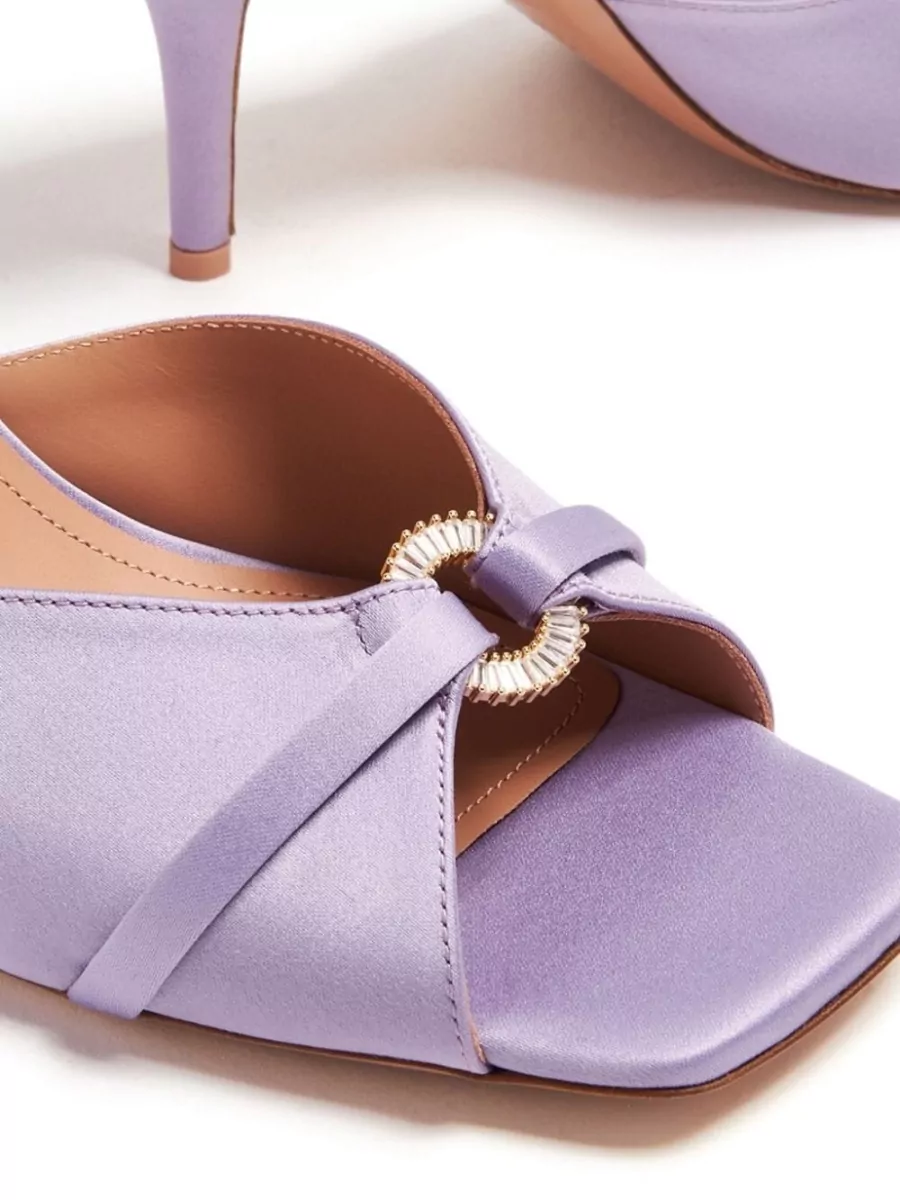 Malone Souliers Crystal Embellished Satin Heel Mules