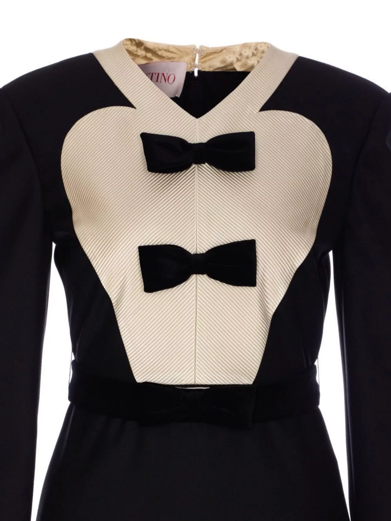 Shop Valentino Solid Black Dress With Button Accents