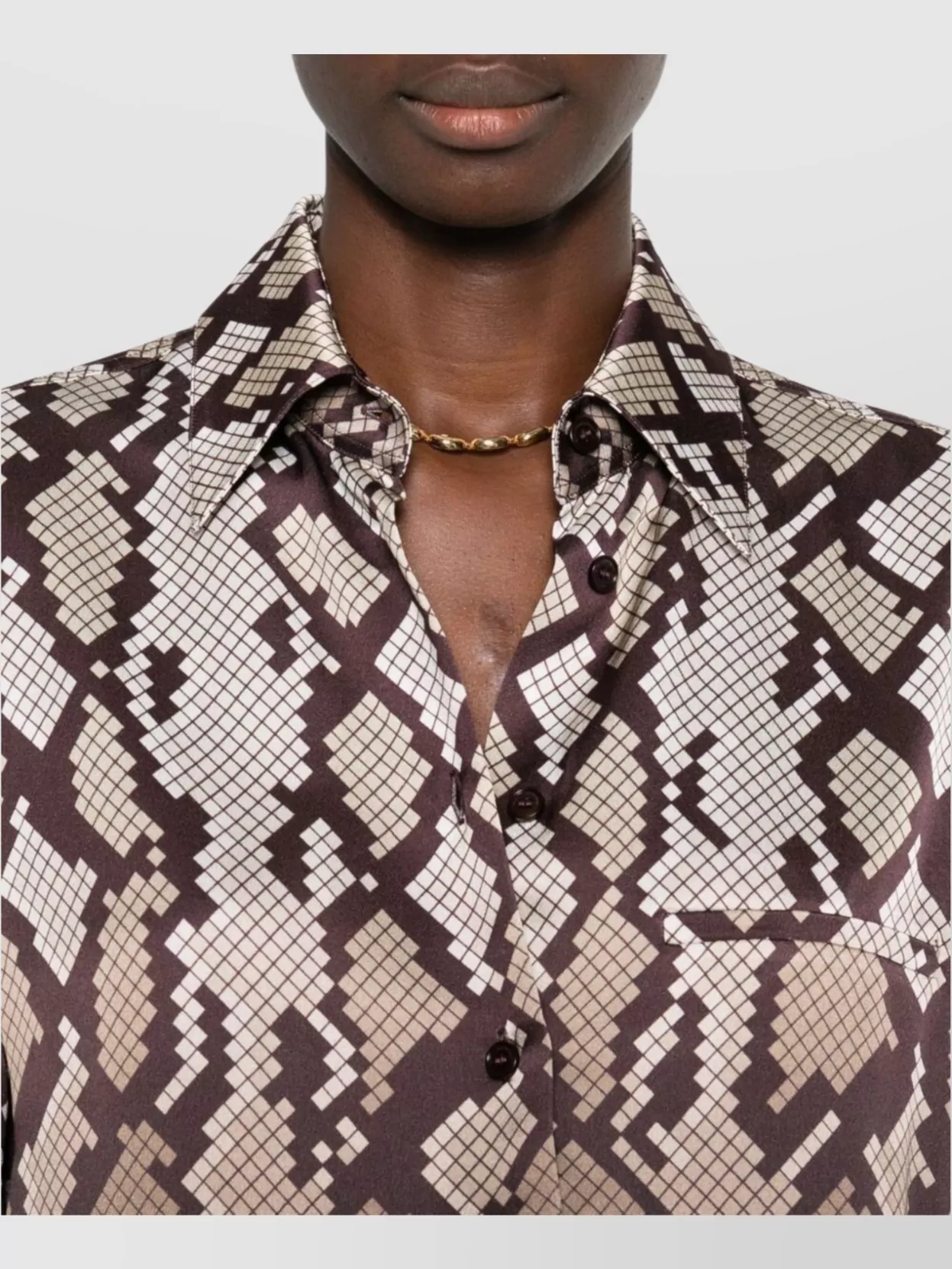 Stella Mccartney Long Sleeve Collared Shirt With Snake Print