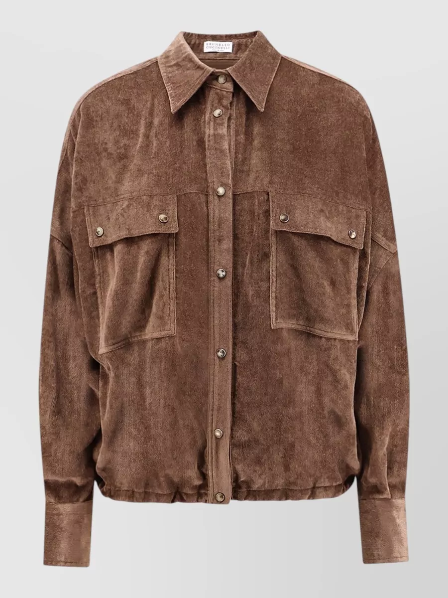 Brunello Cucinelli cashmere corduroy oversized shirt jacket