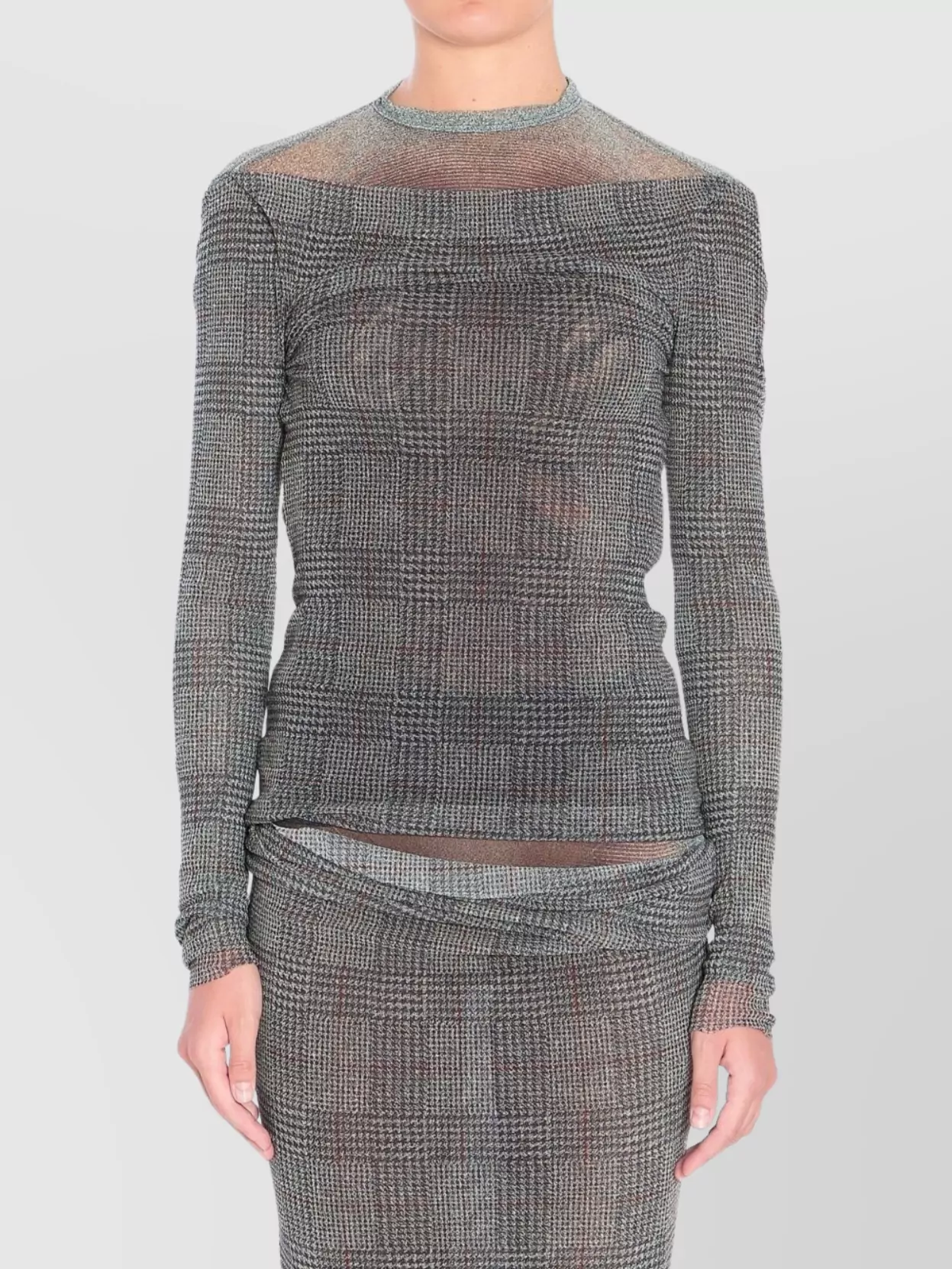 Jean Paul Gaultier Sheer High Neck Open Back Top In Multi