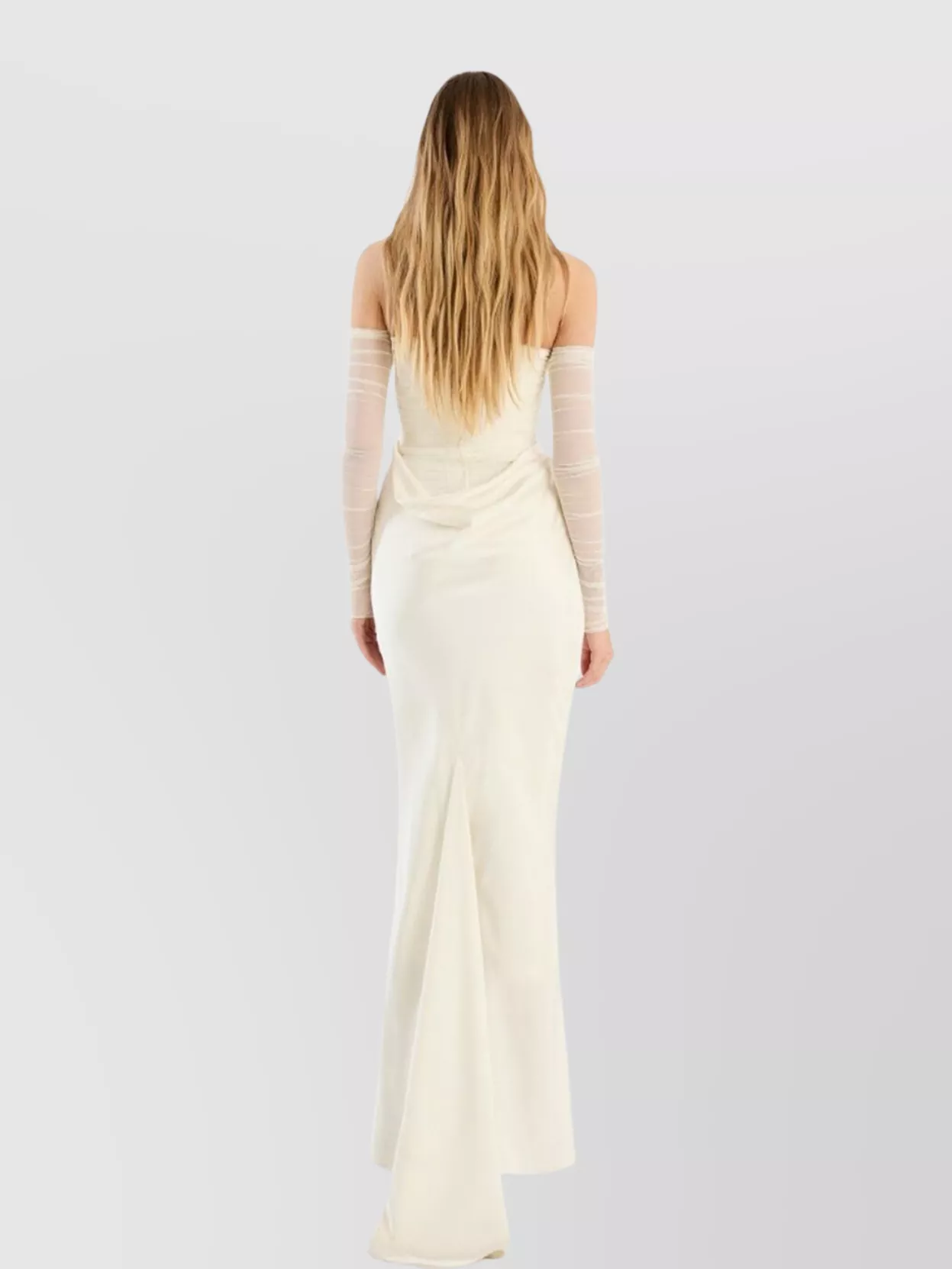 Rotate Off-Shoulder Long Dress Sheer Sleeves