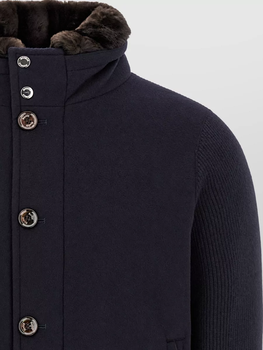 Moorer Cashmere Wool Ribbed Bomber Jacket