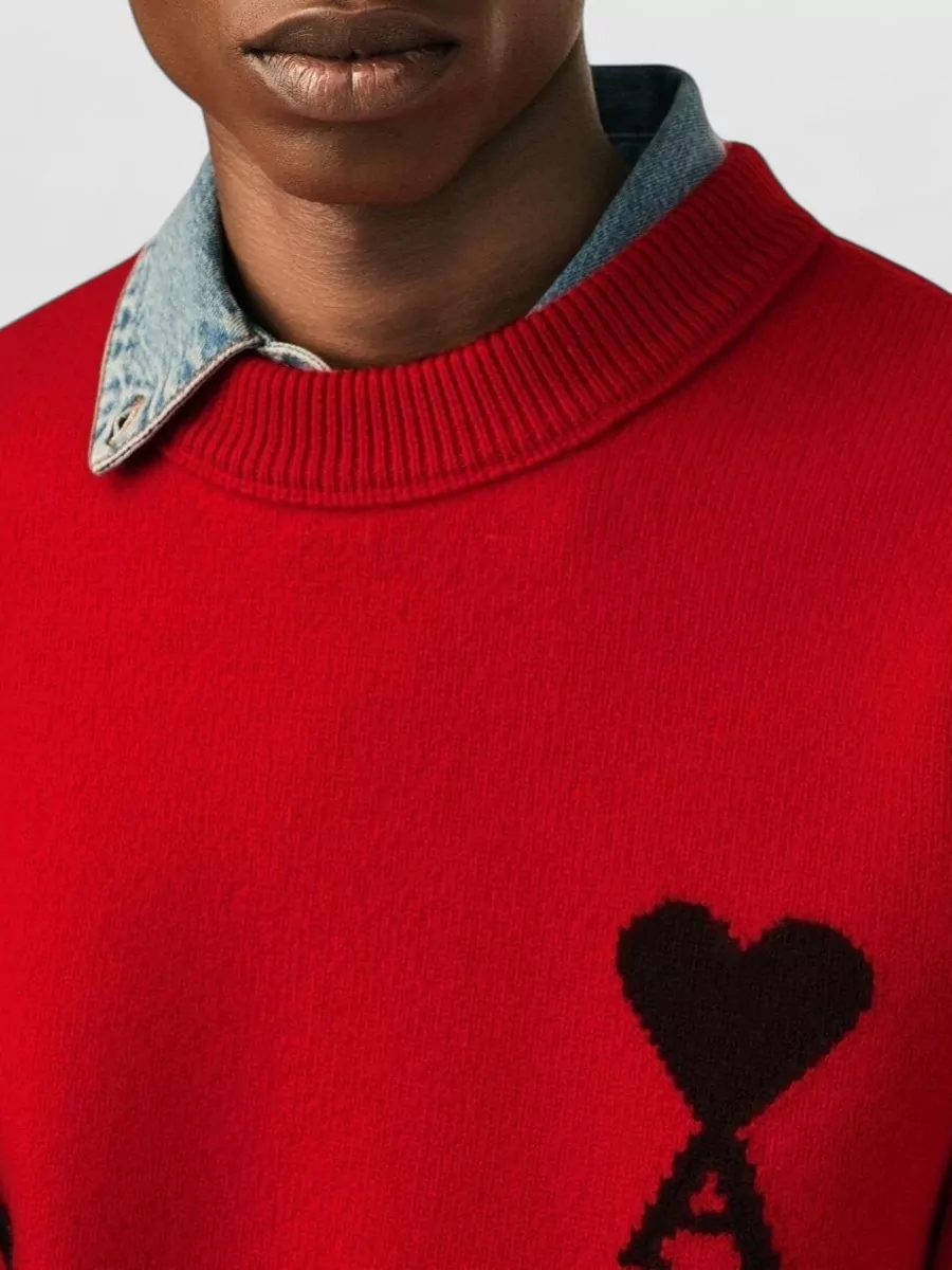 Ami Paris Ribbed Wool Crewneck Jumper