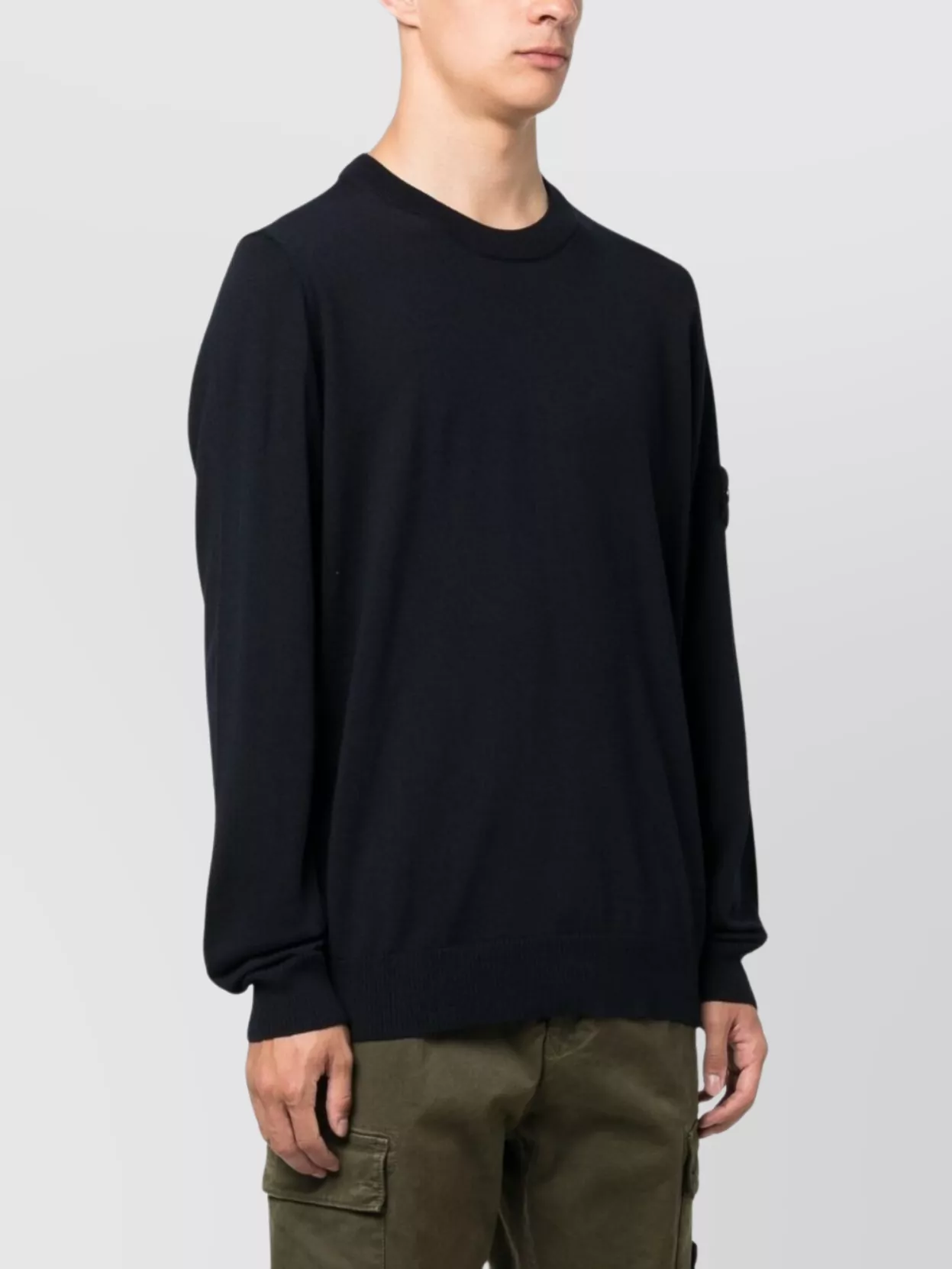 Shop Stone Island Crew Neck Knitwear Sweater In Black