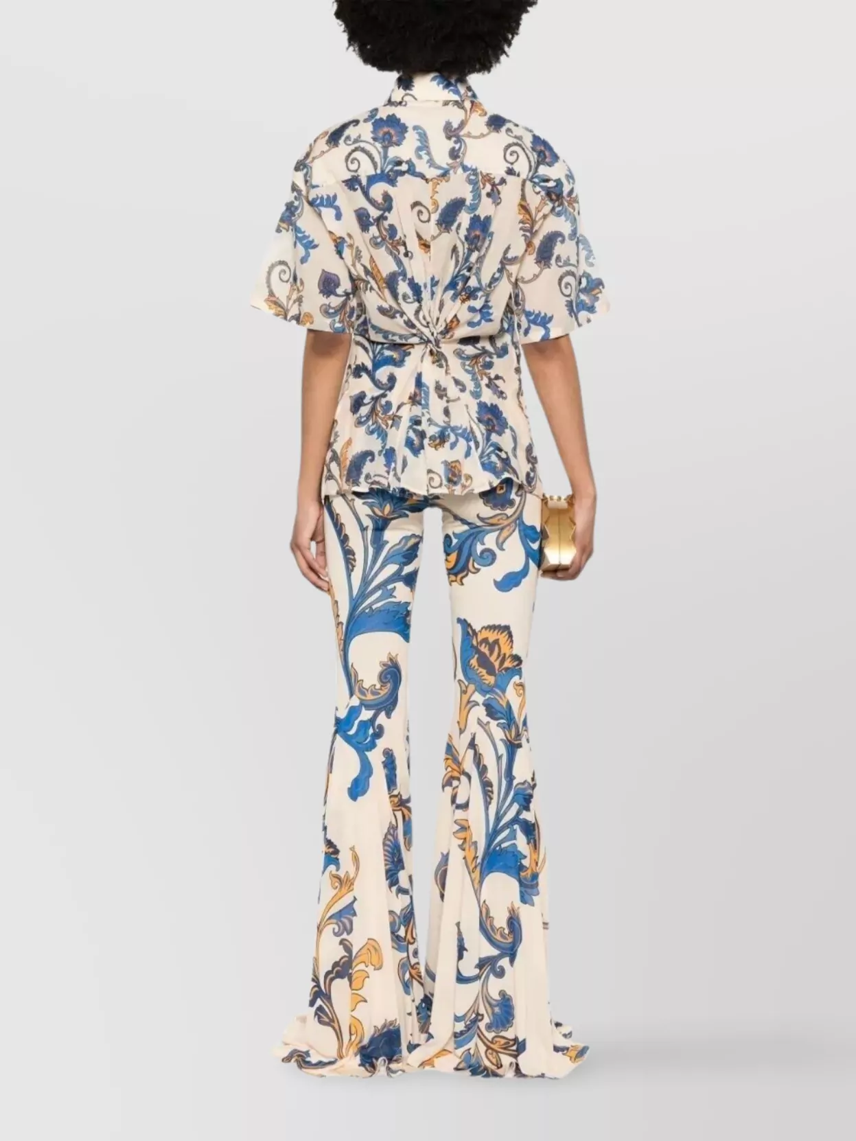 Etro Cotton Shirt With Floral Print And Short Sleeves