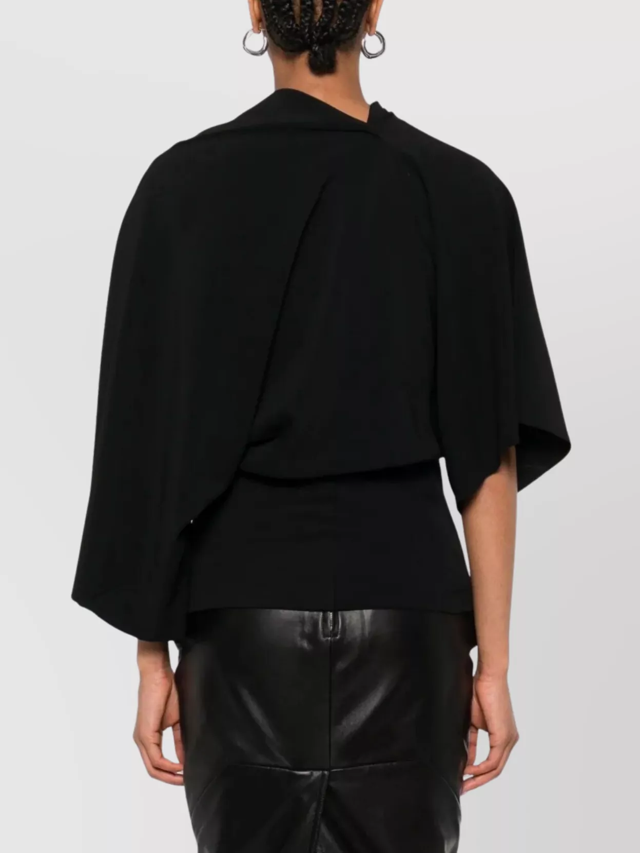 Rick Owens Asymmetric Draped Knit Top Cape In Black
