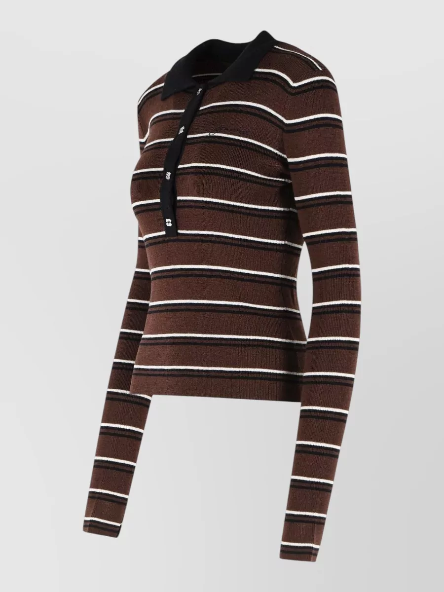 Ganni Striped Wool Polo Sweater