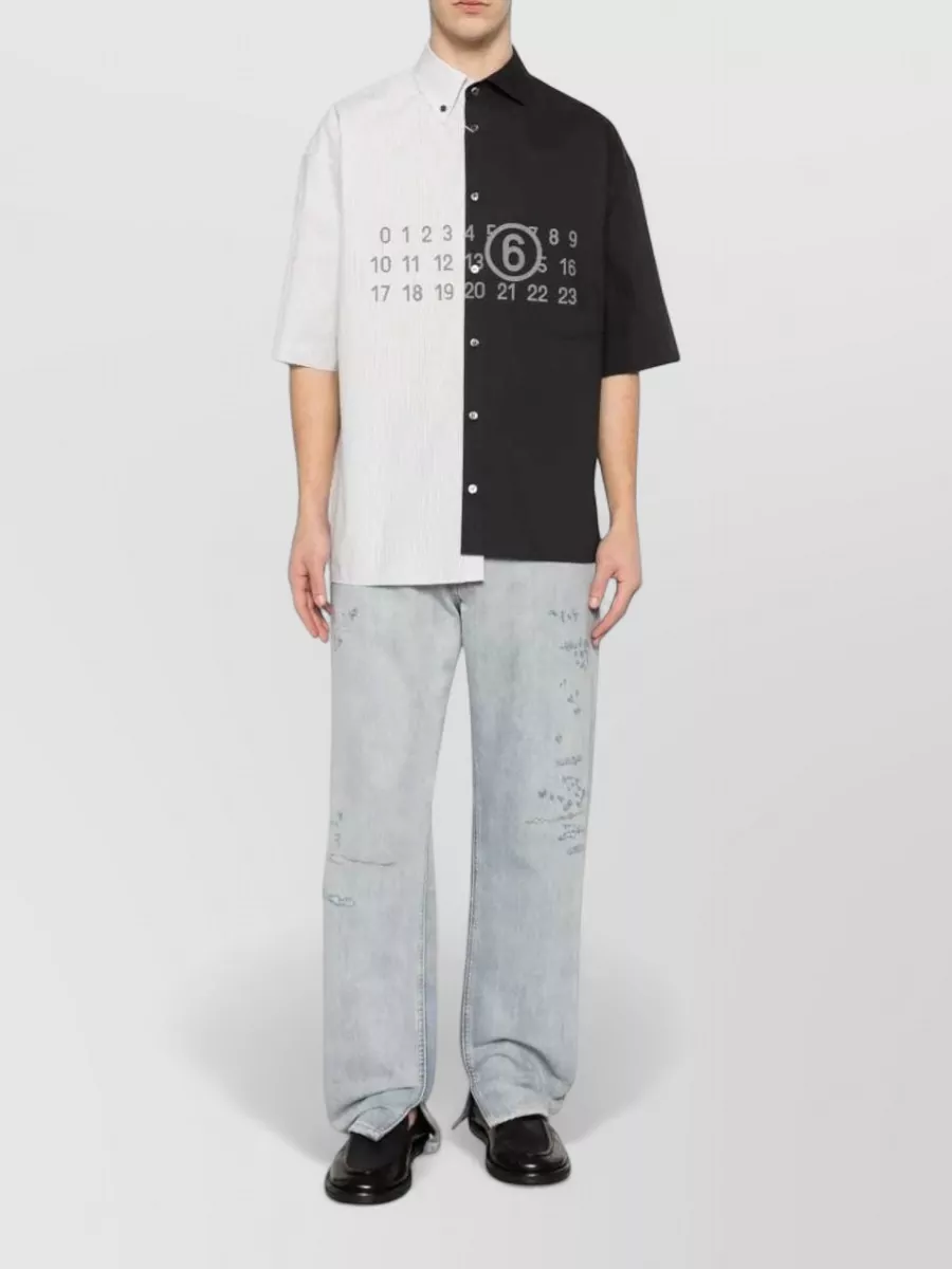 Mm6 Maison Margiela Destroyed Cotton Straight-Leg Jeans