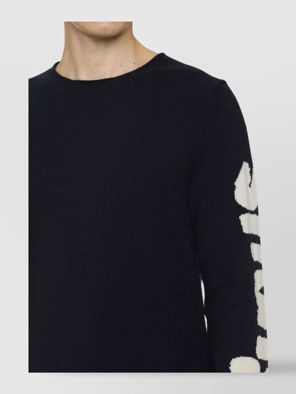 Comme Des Garçons Graphic Print Crew-Neck Wool Sweater