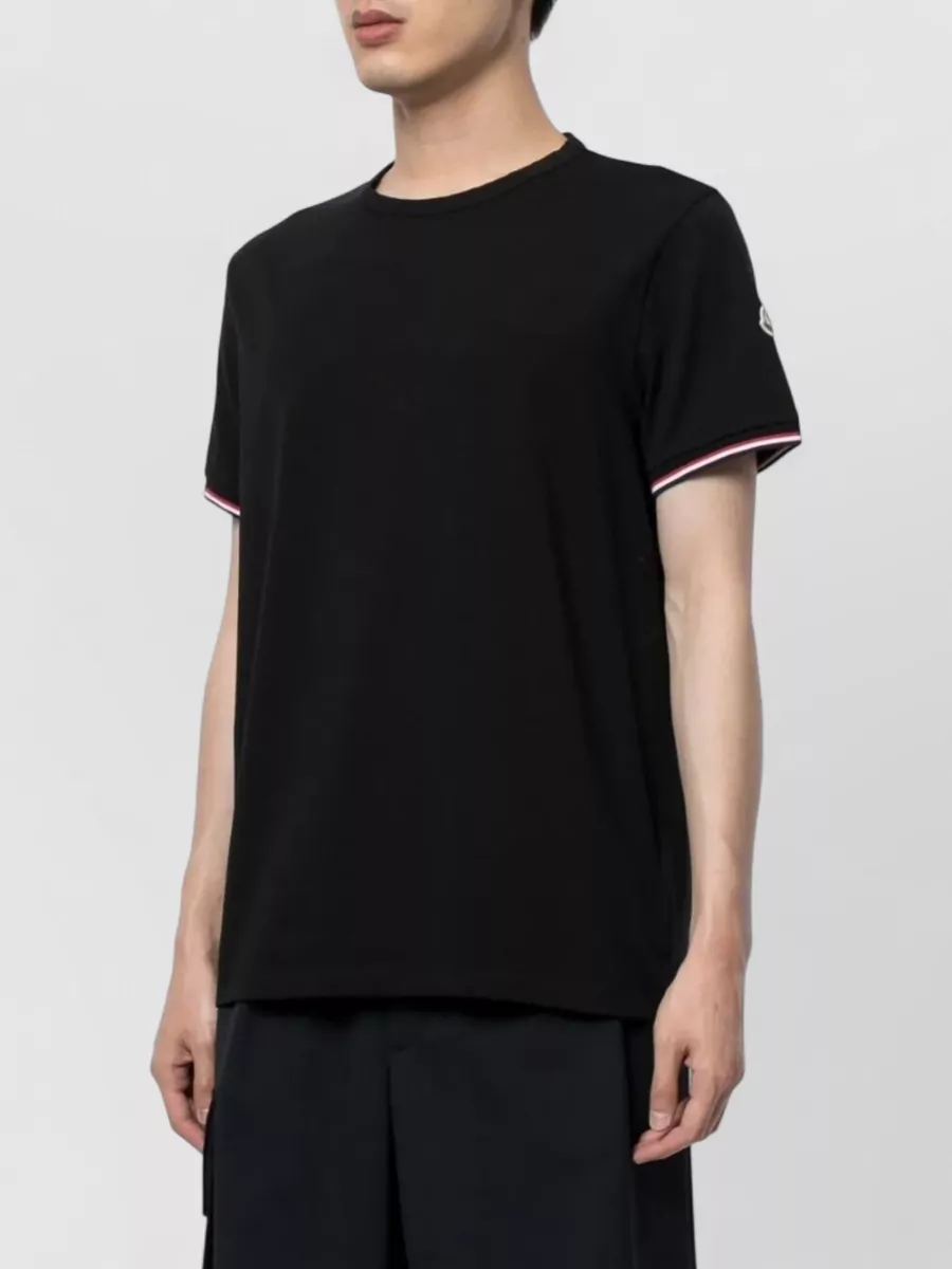 Moncler Signature Trim Cotton Crew Neck T Shirt