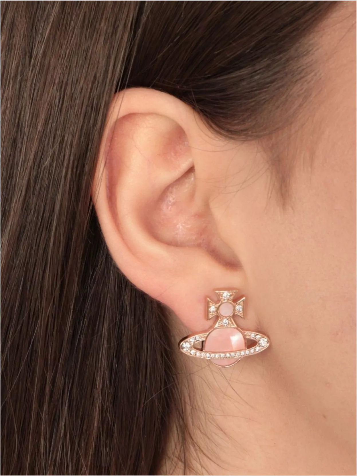 Vivienne Westwood Orb Stud Brass Earrings With Strass Embellishments
