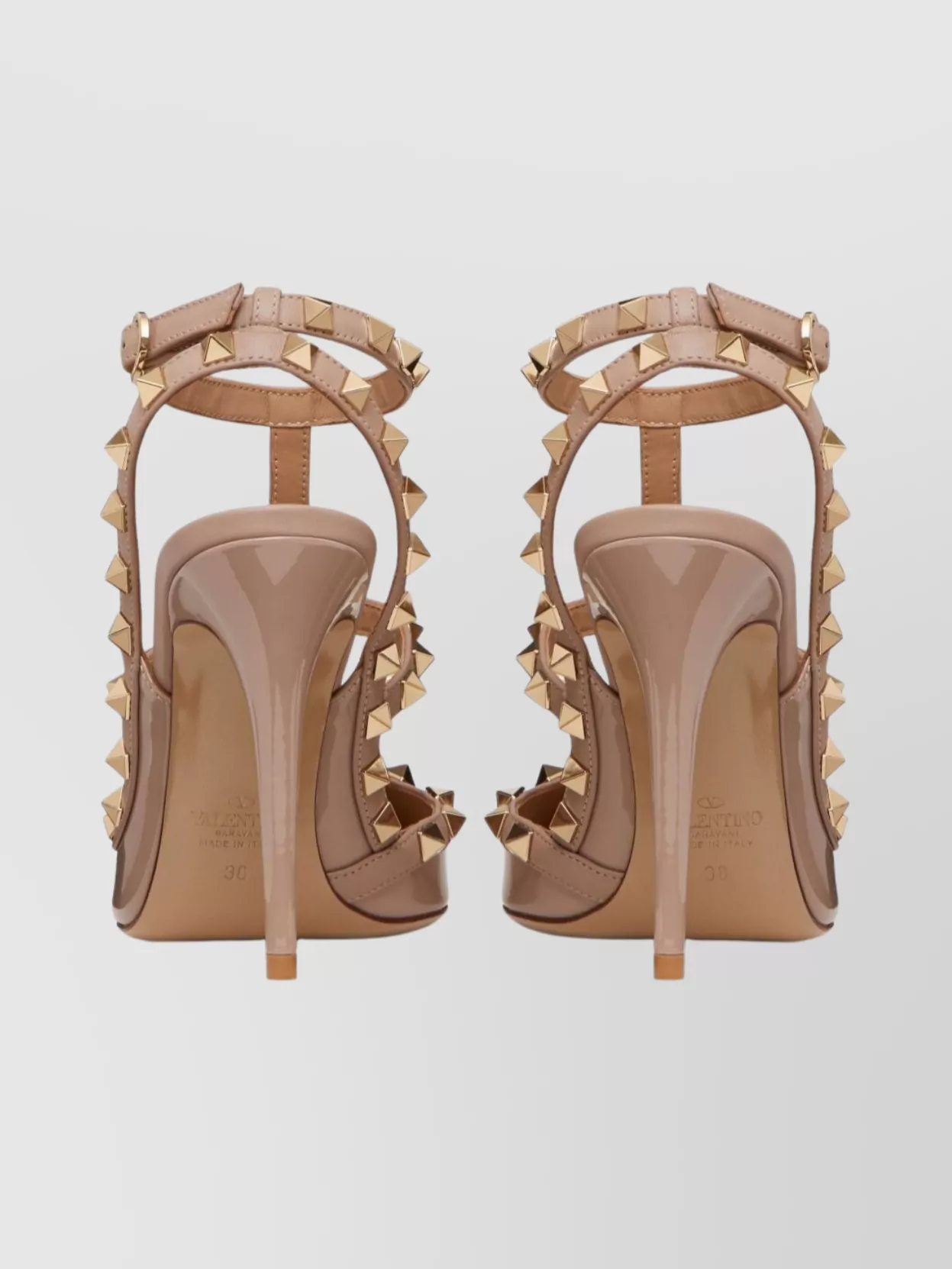 Valentino Pointed Toe Patent Pumps With Studded Detail In Multi