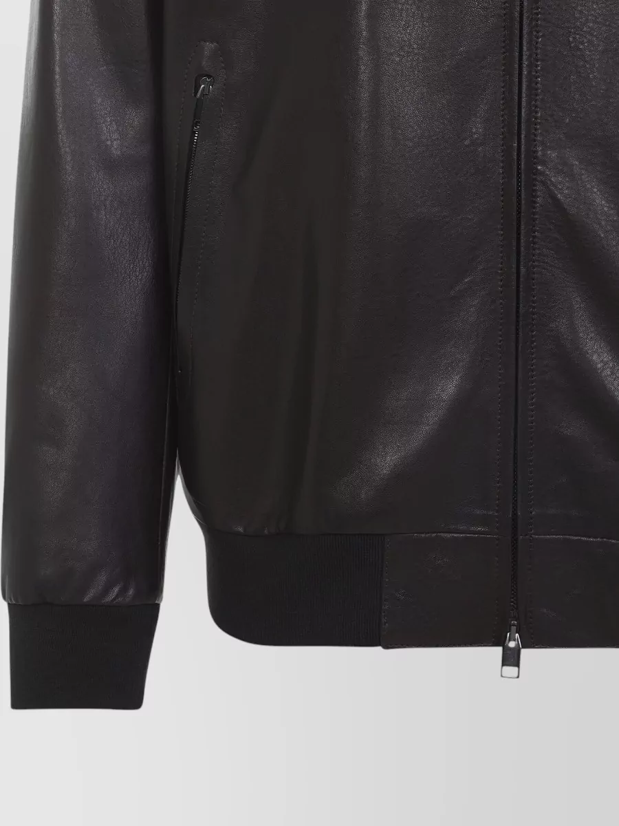 Brioni Bomber Jacket Ribbed Cuffs Hem Pockets