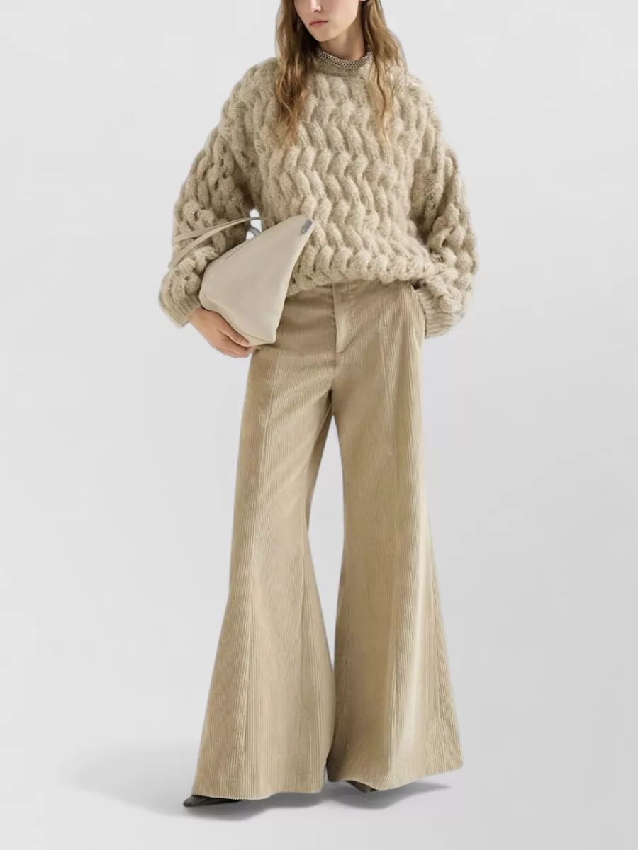 Brunello Cucinelli Mohair Blend Sequin Cable Knit Sweater