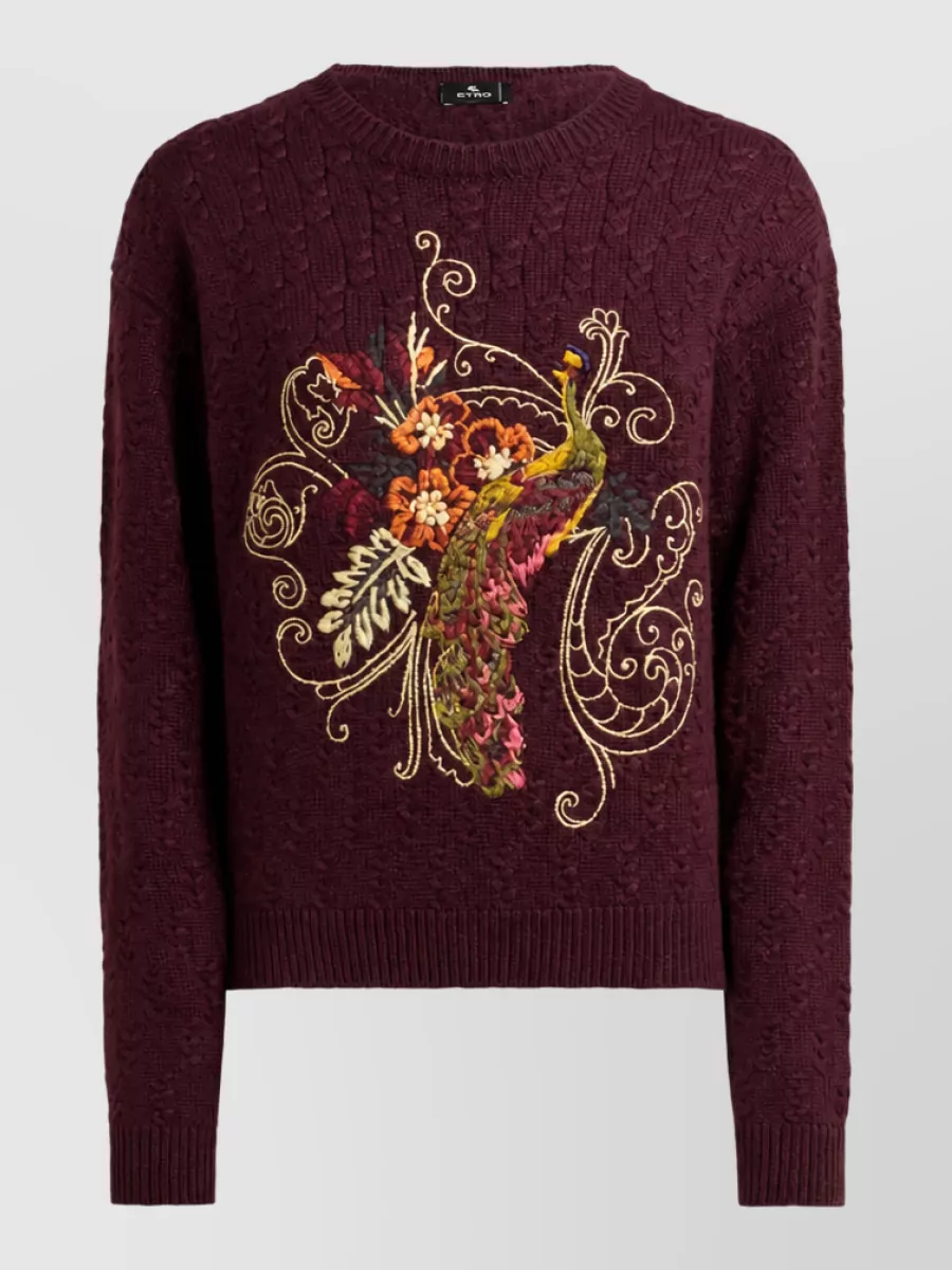 Etro wool floral-intarsia cardigan