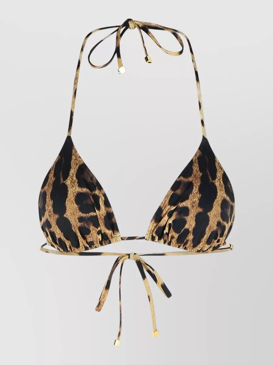 Dolce & Gabbana Halter Neck Triangle Cup Swimwear In Brown
