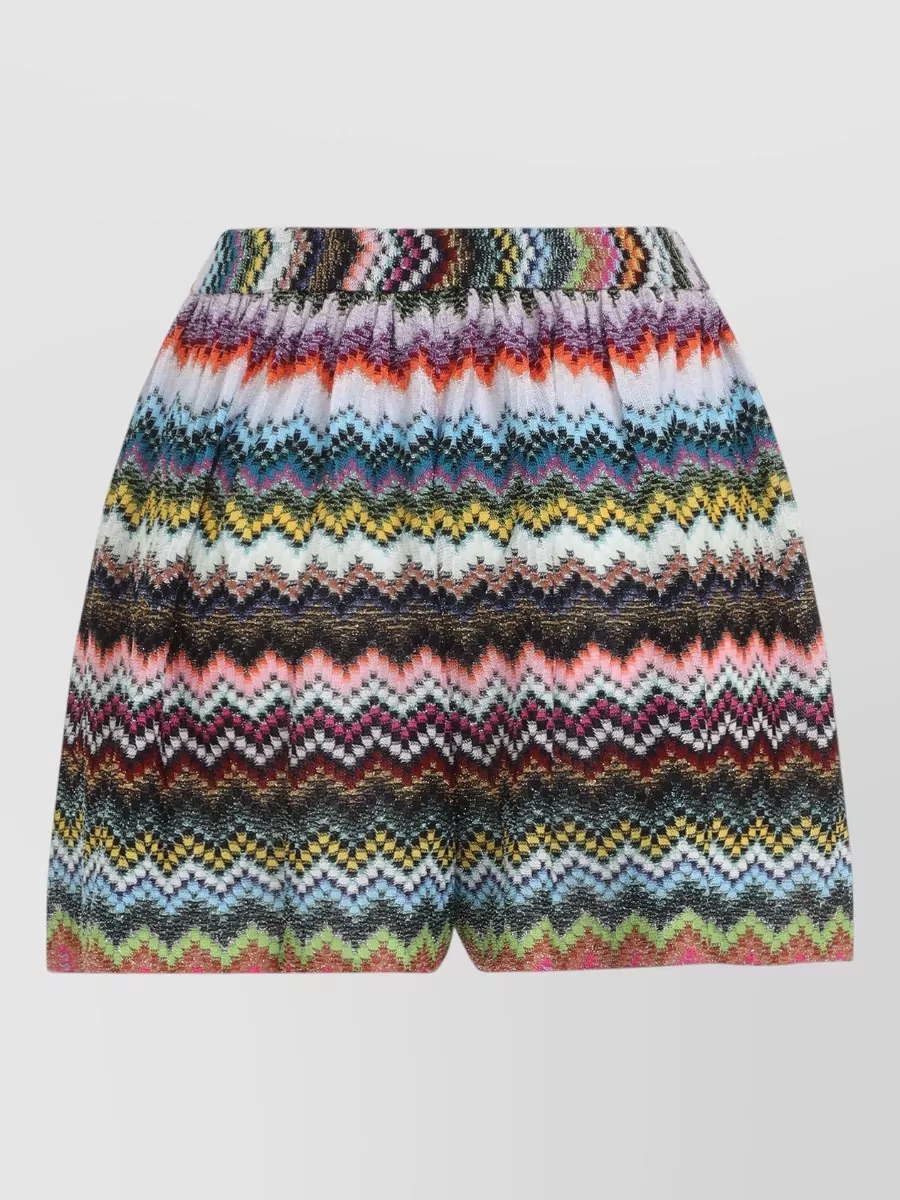 Missoni Textured Zigzag Shorts Elastic Waistband In Animal Print