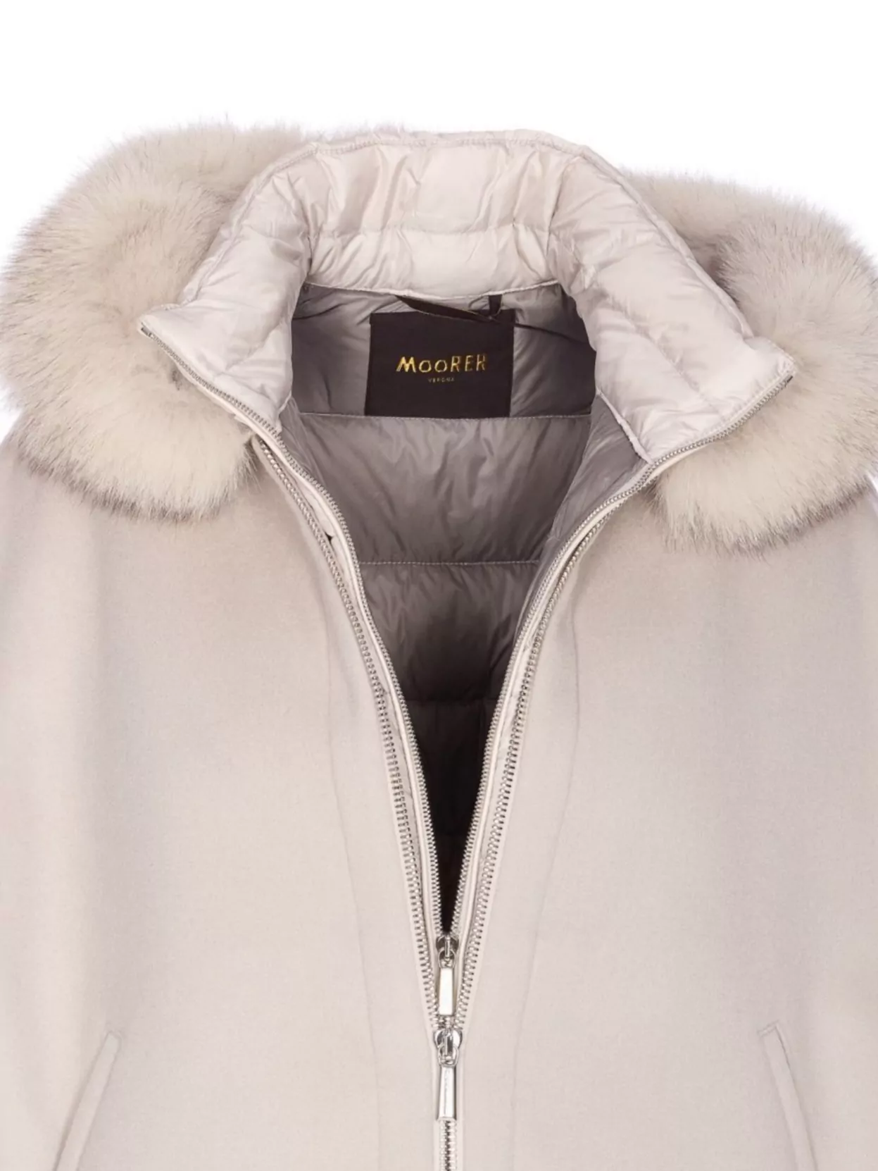 Moorer Padded Hooded Vest Removable Fur
