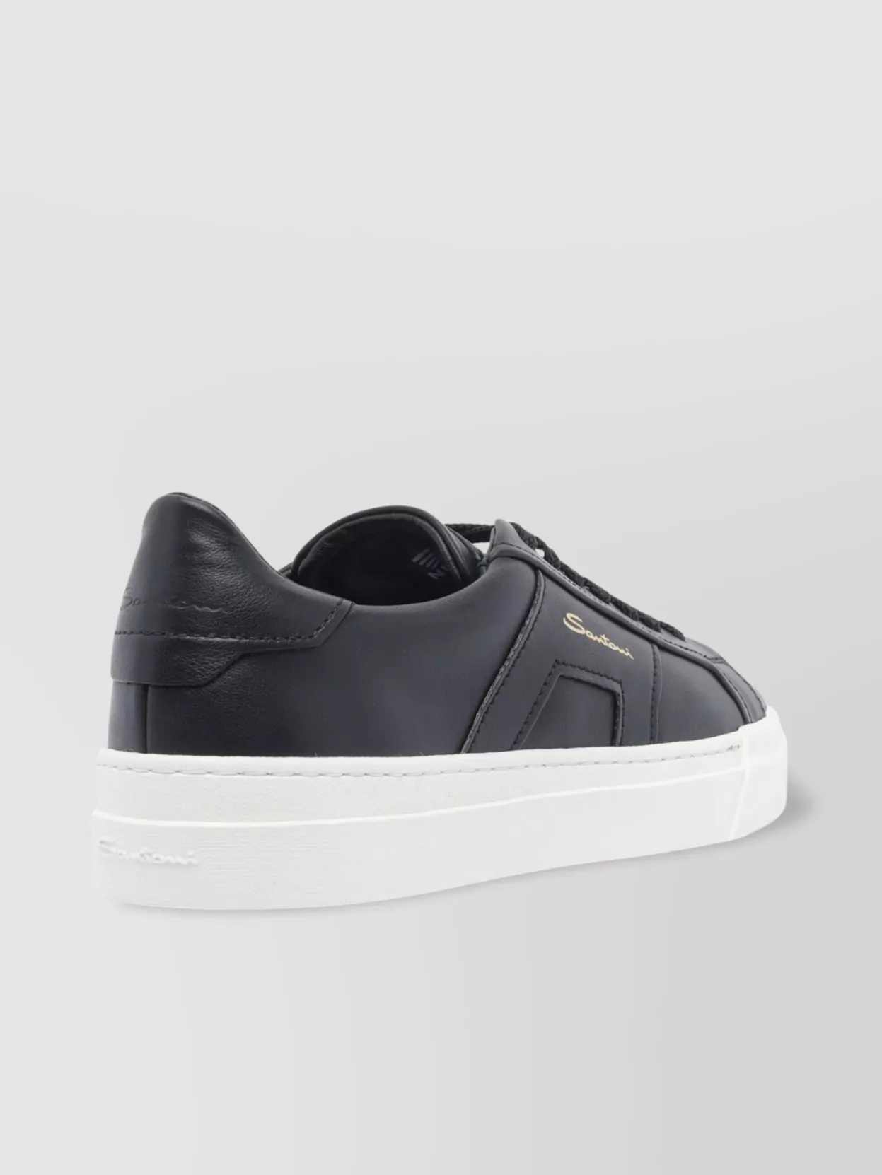 Santoni Low Top Leather Sneakers With Contrast Sole
