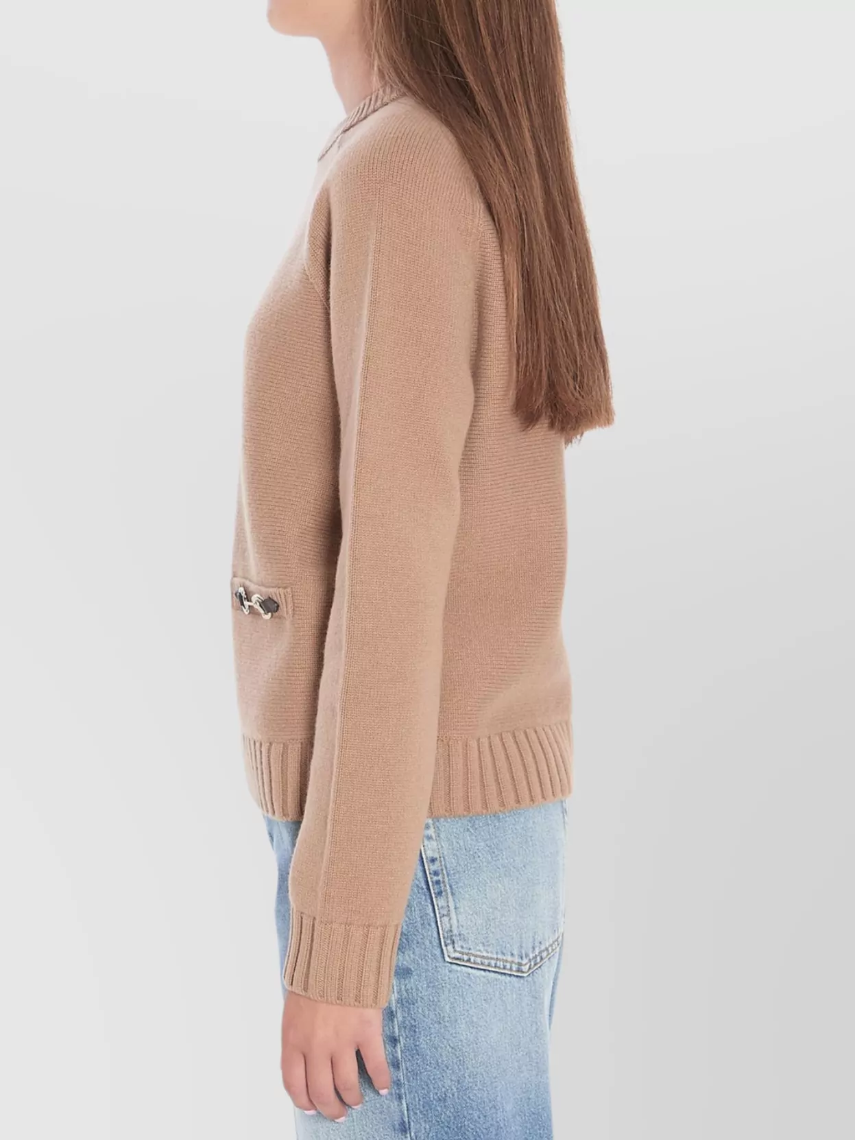 Gucci Horsebit Embellished Wool Cashmere Sweater In Neutral