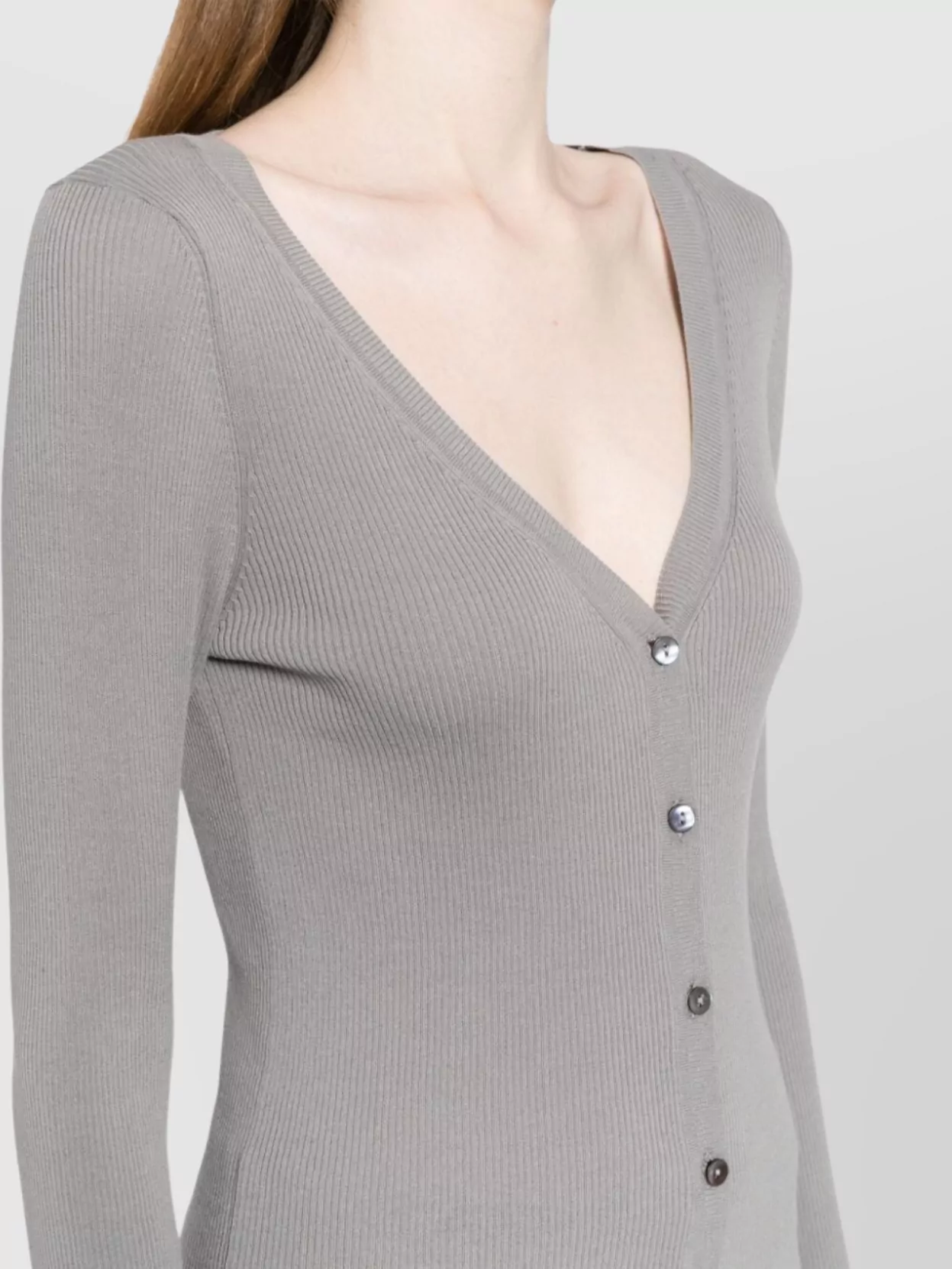 Parosh Ribbed V-Neck Cotton Blend Cardigan