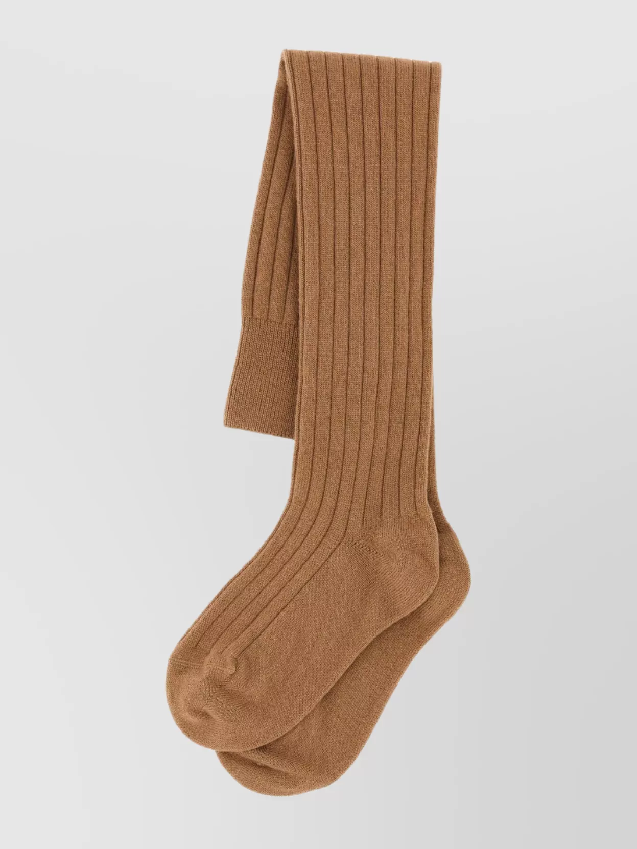 Shop Prada Long Ribbed Socks With Embroidered Side Detail In Brown