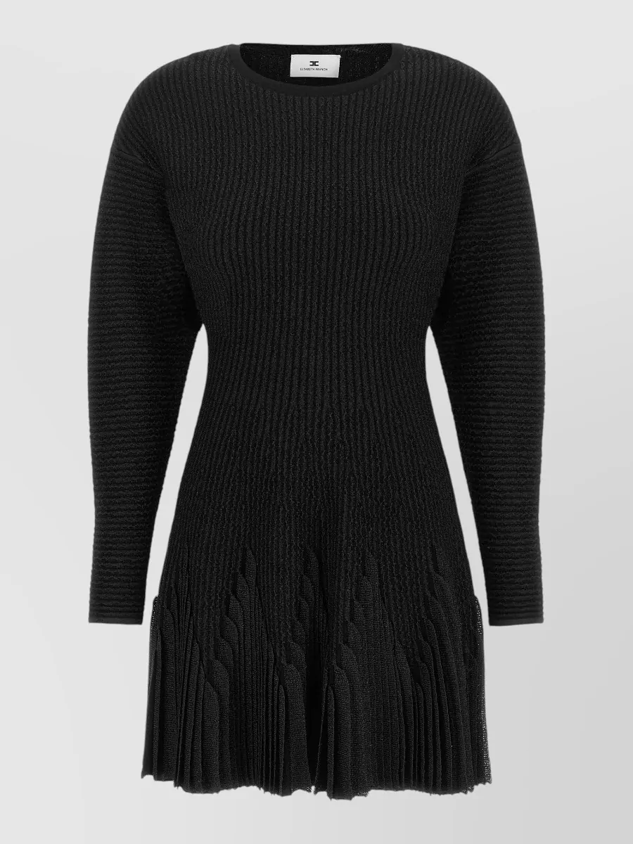 Elisabetta Franchi Ribbed knit pleated long sleeve knitted dress
