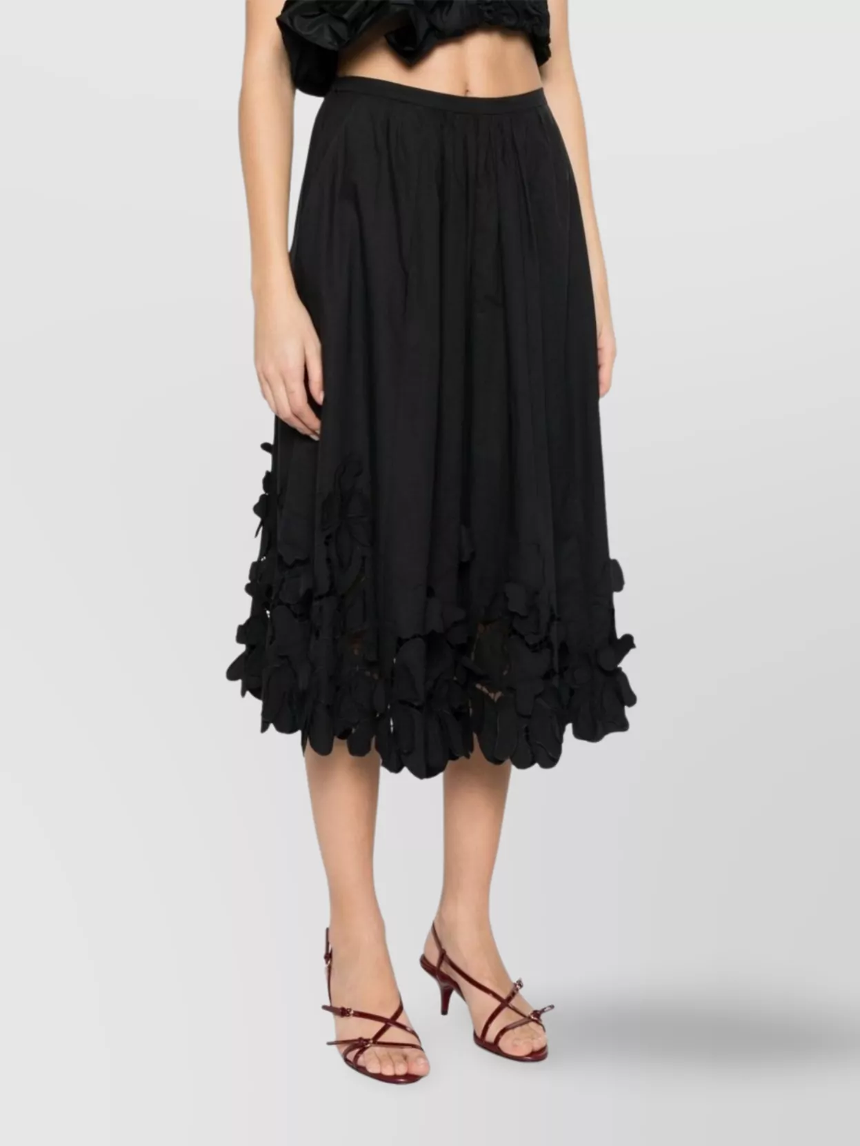 Forte Forte A-Line Cotton Skirt Embroidered Hem