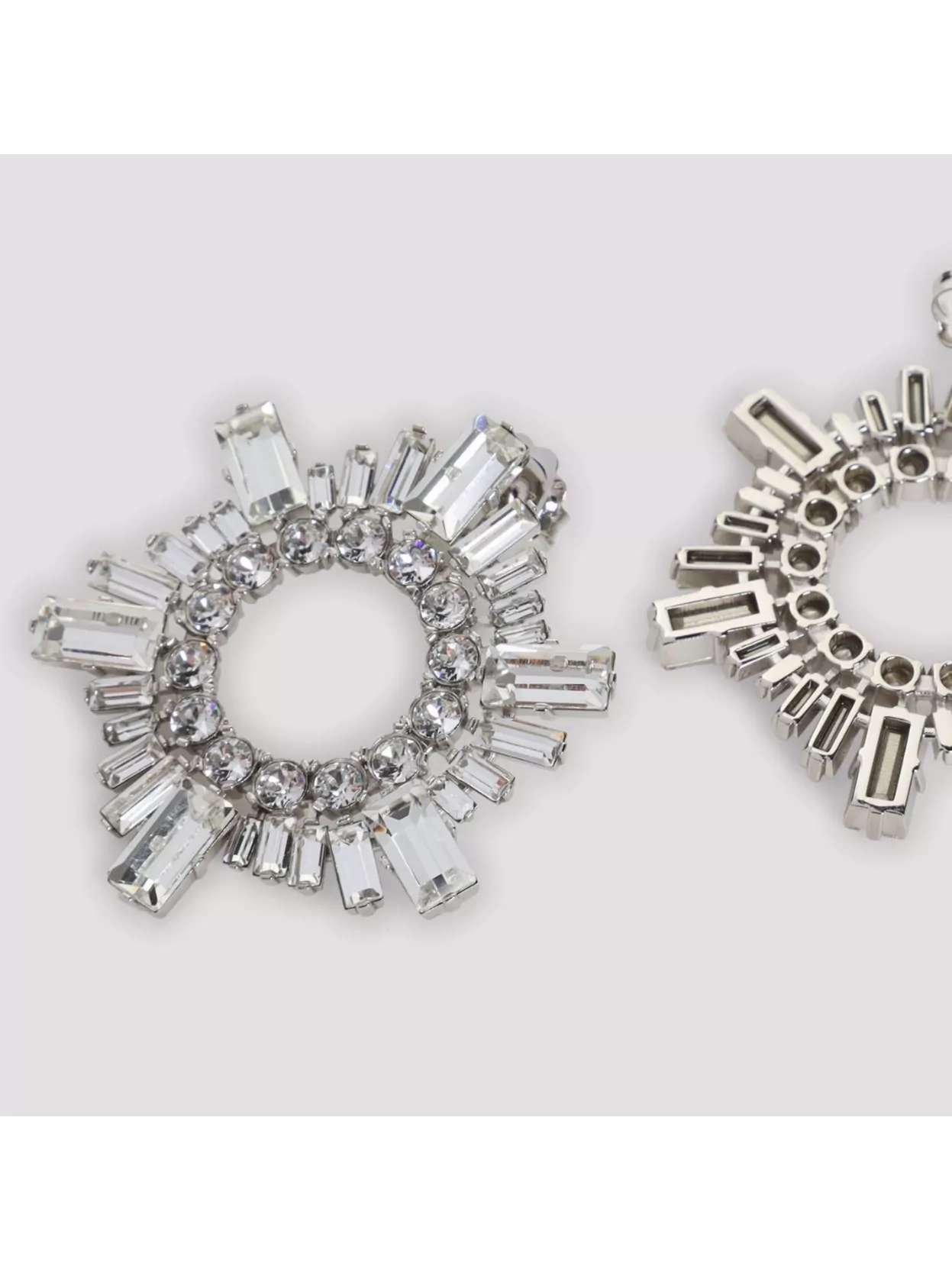 Amina Muaddi Mini Crystal Embellished Hoop Earrings In Metallic