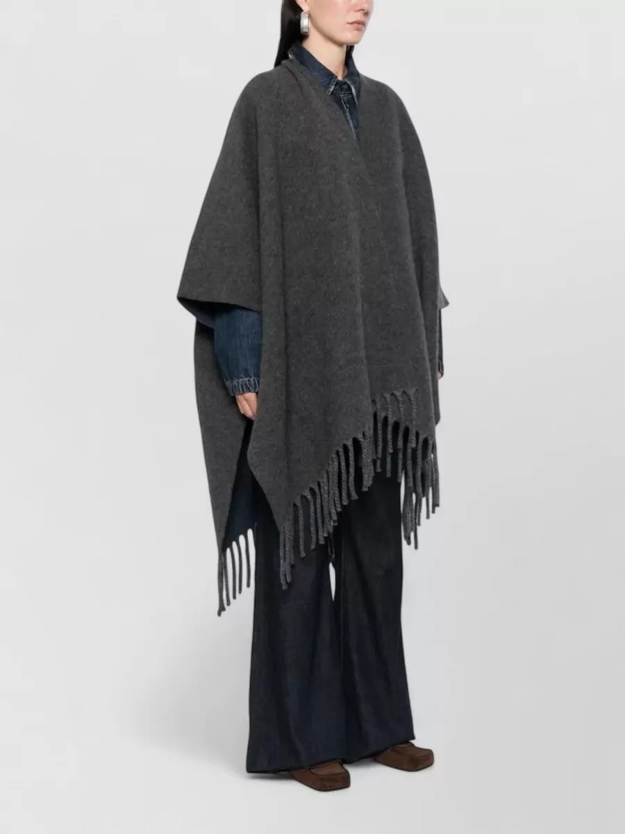 Brunello Cucinelli Open Style Poncho Fringe Detail