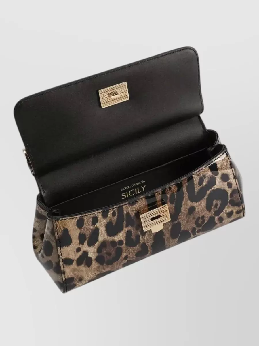 Dolce&Gabbana Sicily Mini Leather Leopard-Print Shoulder Bag