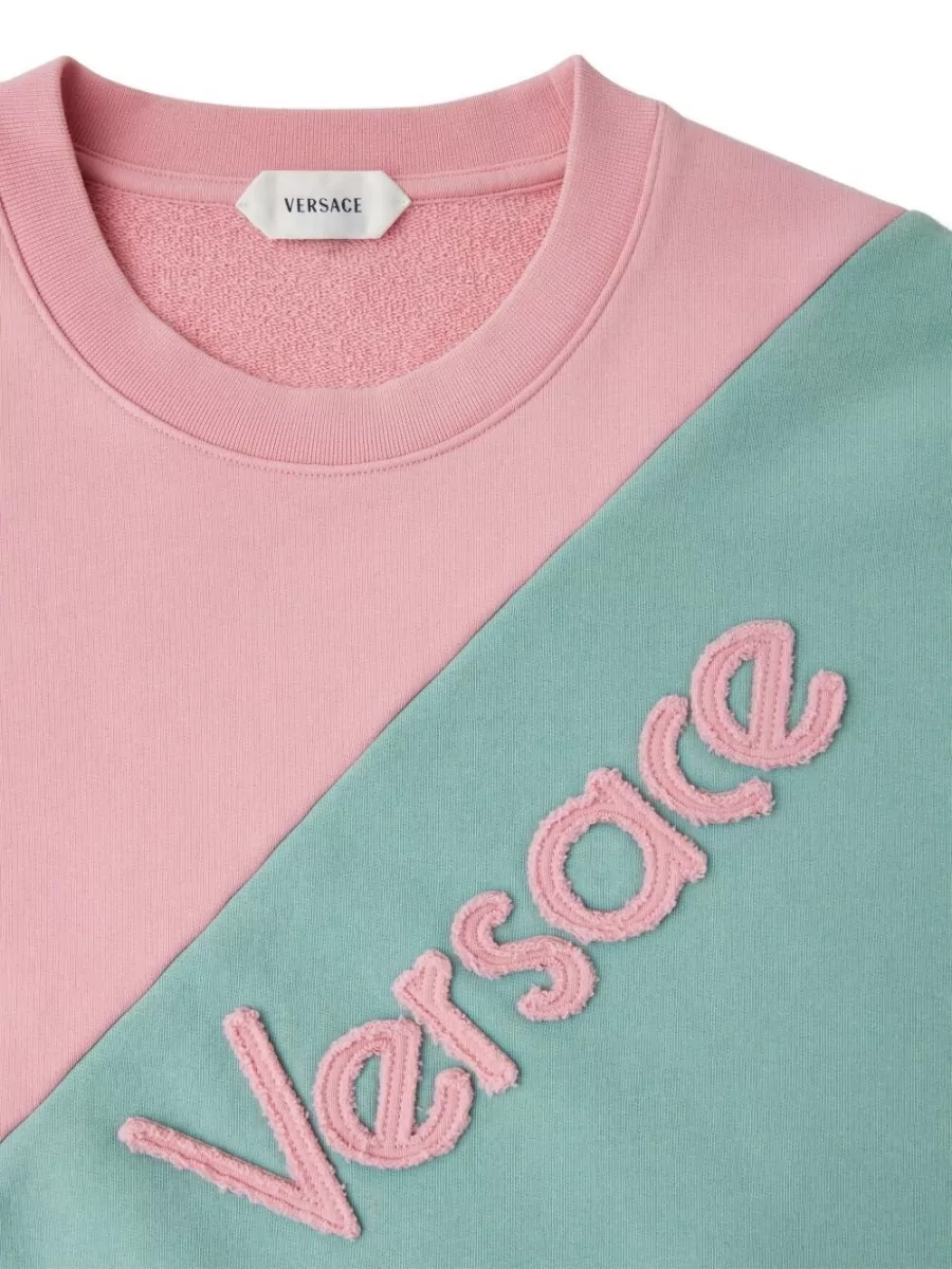 Versace Short-Sleeve Cotton Crewneck Sweatshirt