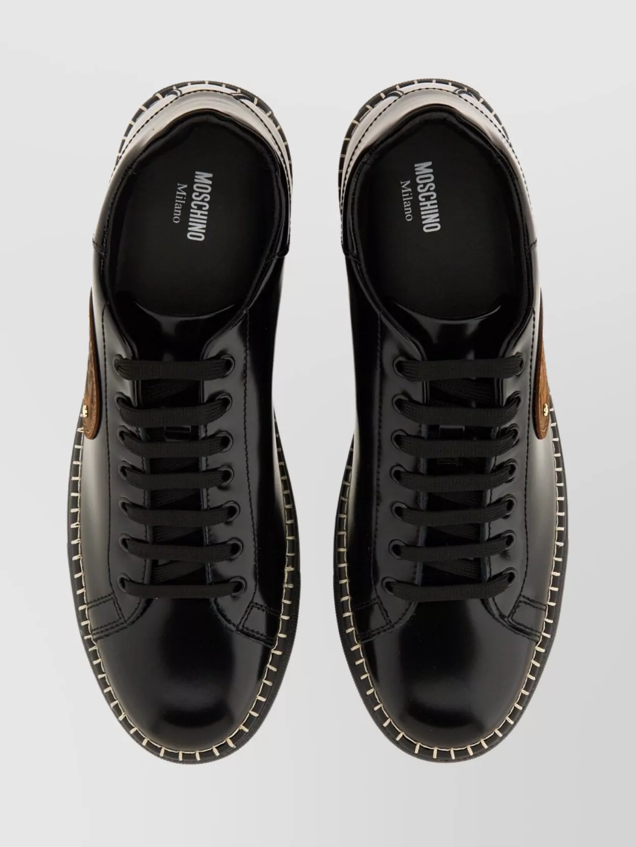Moschino Round Toe Sneakers With Flat Sole And Stitching