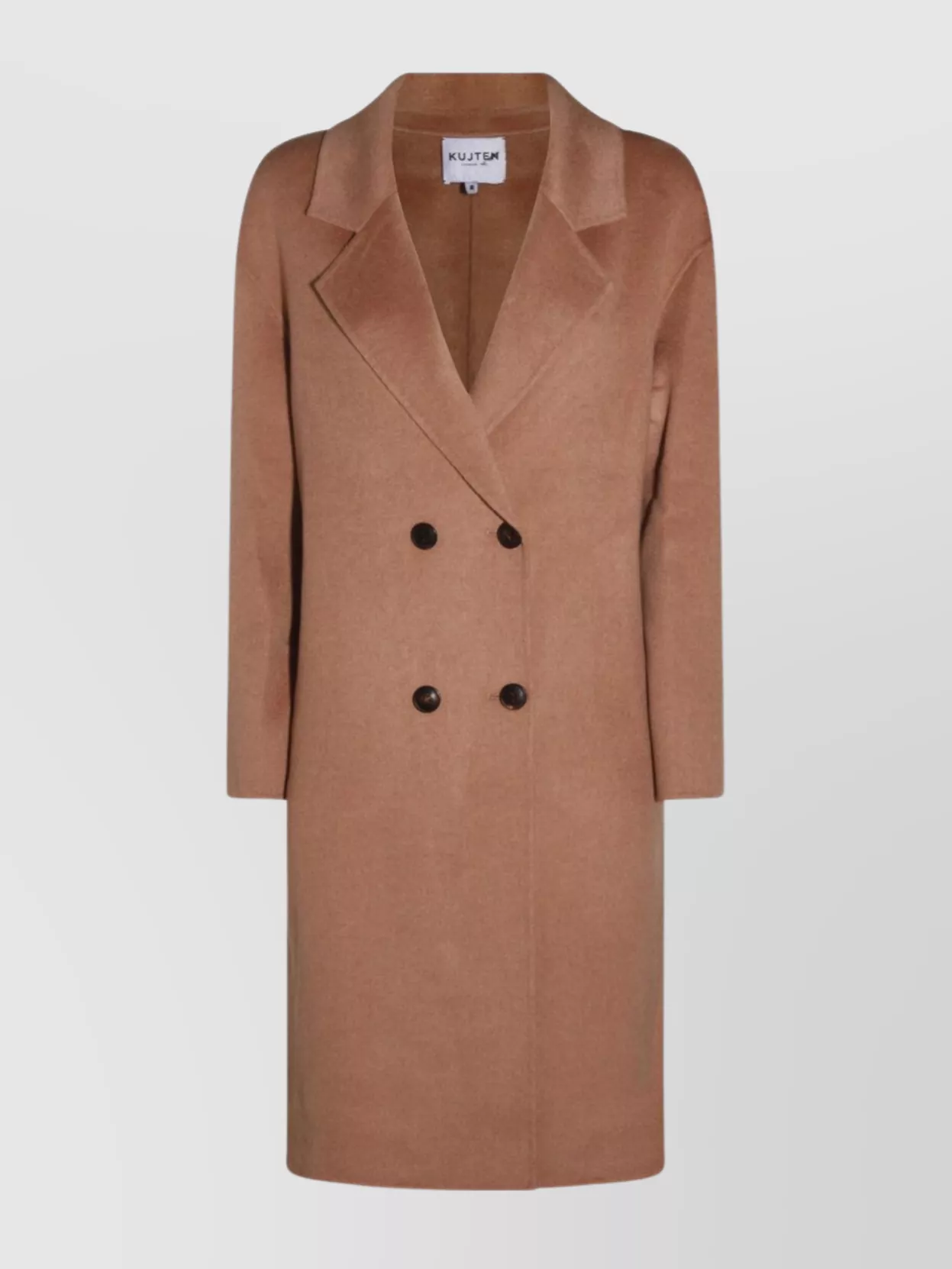 Kujten Double-breasted Mid-length Coat Lapels In Brown