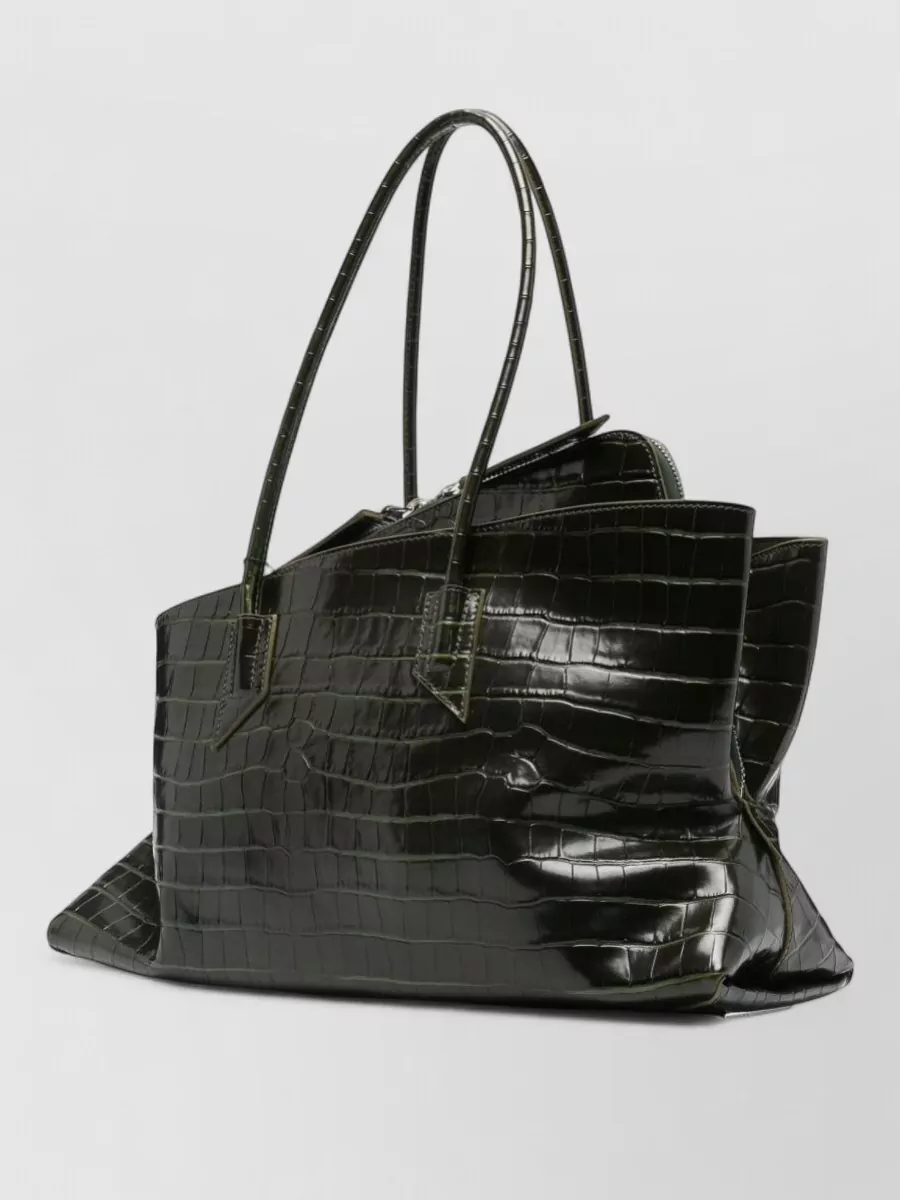 The Attico Crocodile-Embossed Leather Shoulder Bag