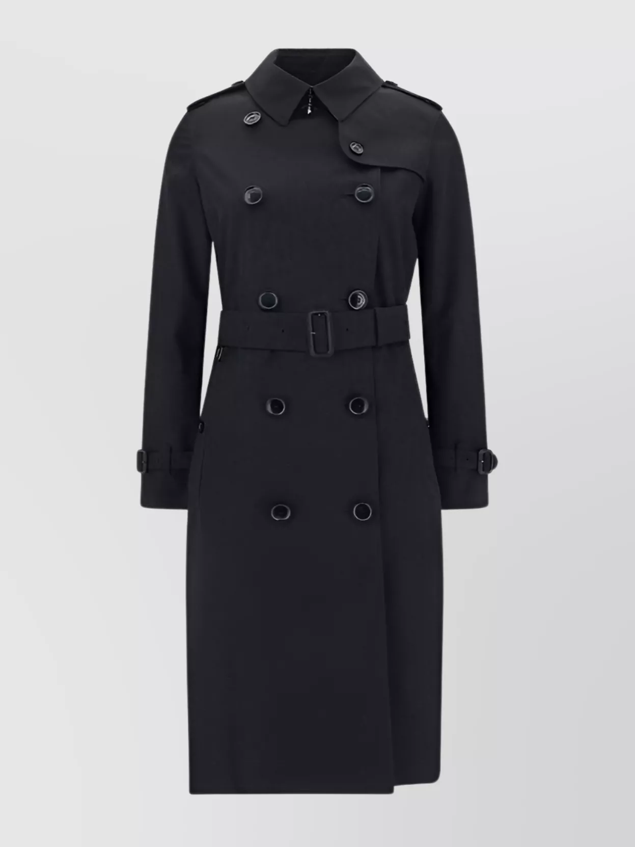 Burberry Belted Double-breasted Trench Coat Epaulettes In Black